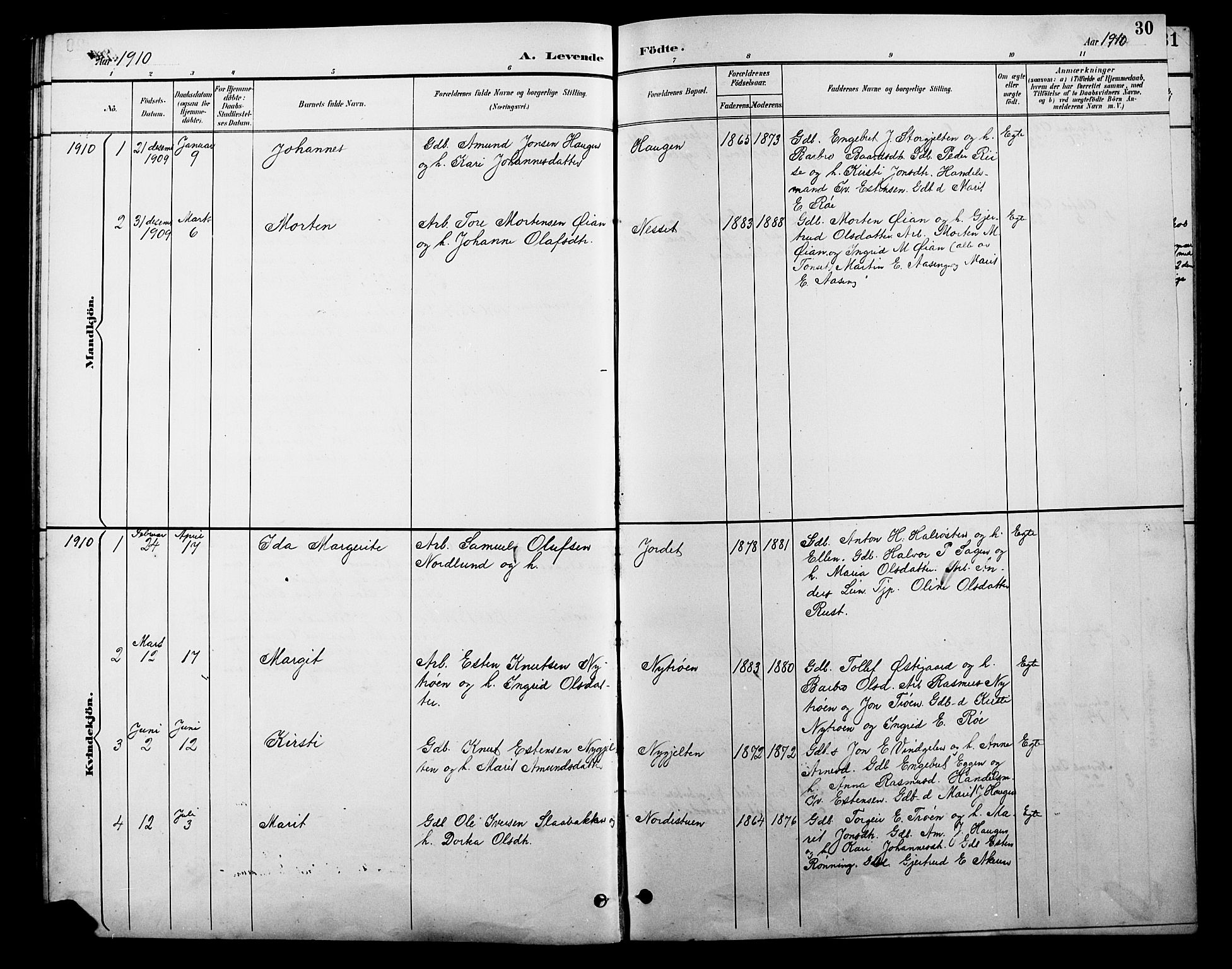 Tolga prestekontor, AV/SAH-PREST-062/L/L0010: Parish register (copy) no. 10, 1894-1918, p. 30