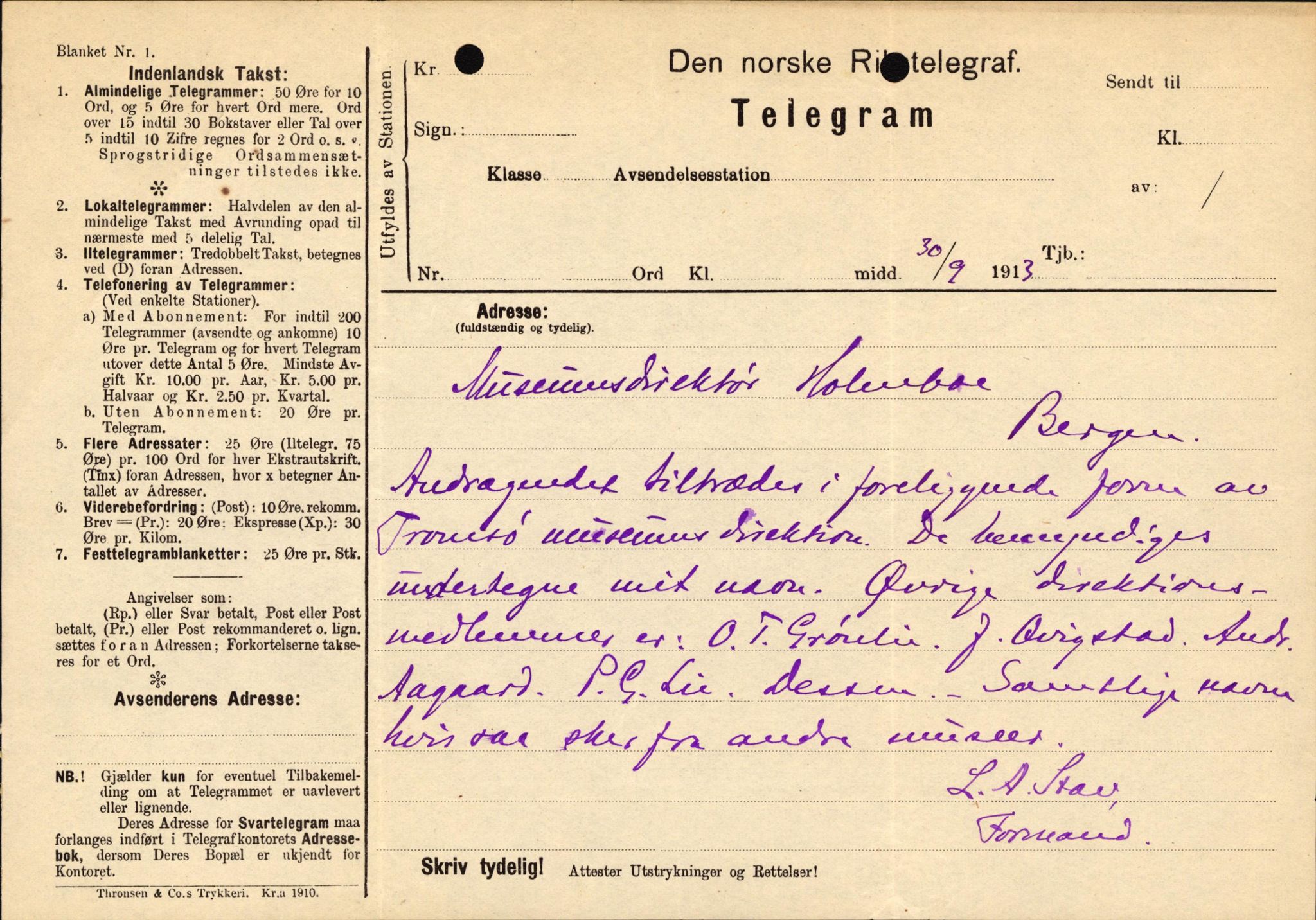 Tromsø Museum, AV/SATØ-S-0162/D/Da/L0030: Journalsaker og innkomne brev, 1906-1920, p. 117