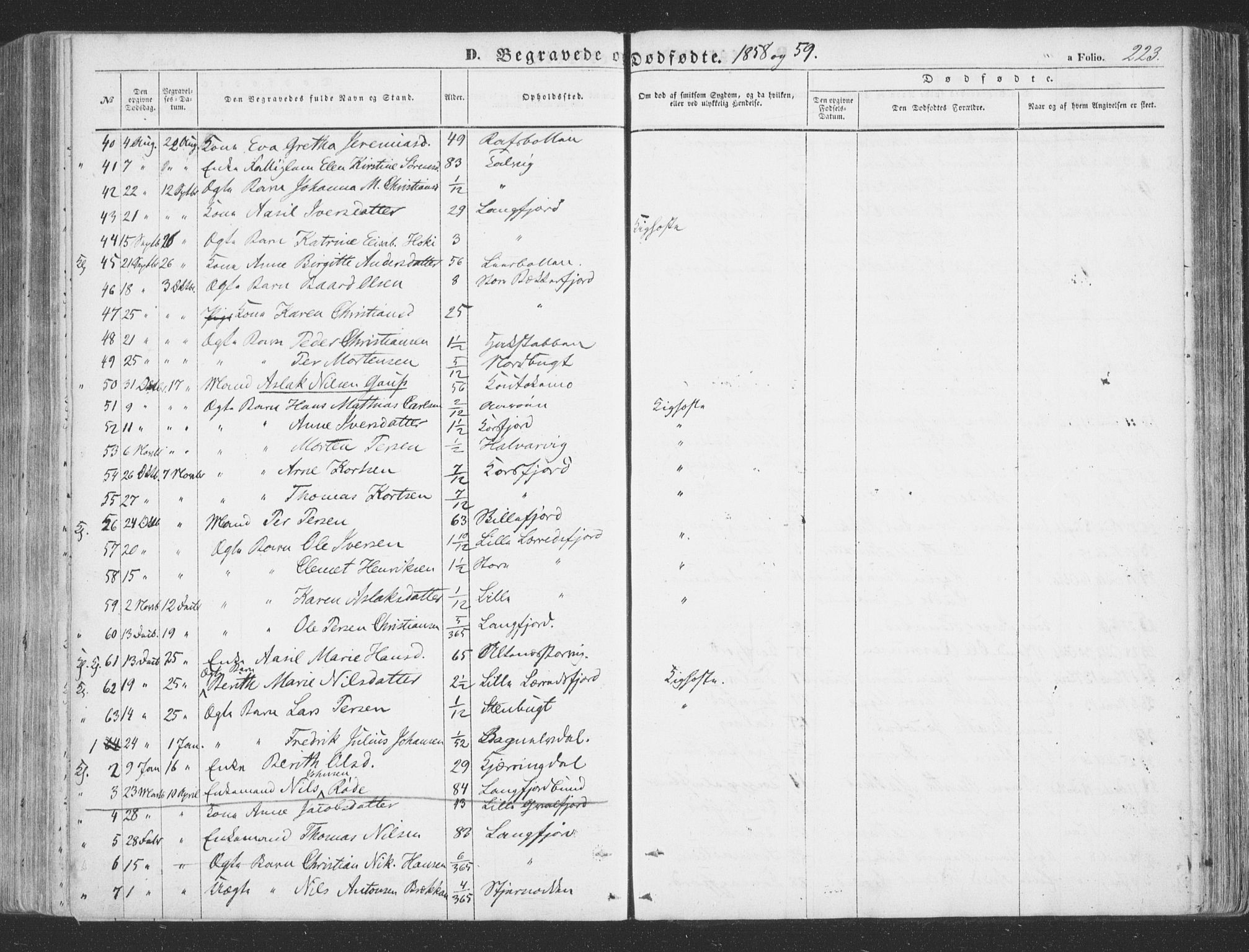Talvik sokneprestkontor, SATØ/S-1337/H/Ha/L0010kirke: Parish register (official) no. 10, 1852-1864, p. 223