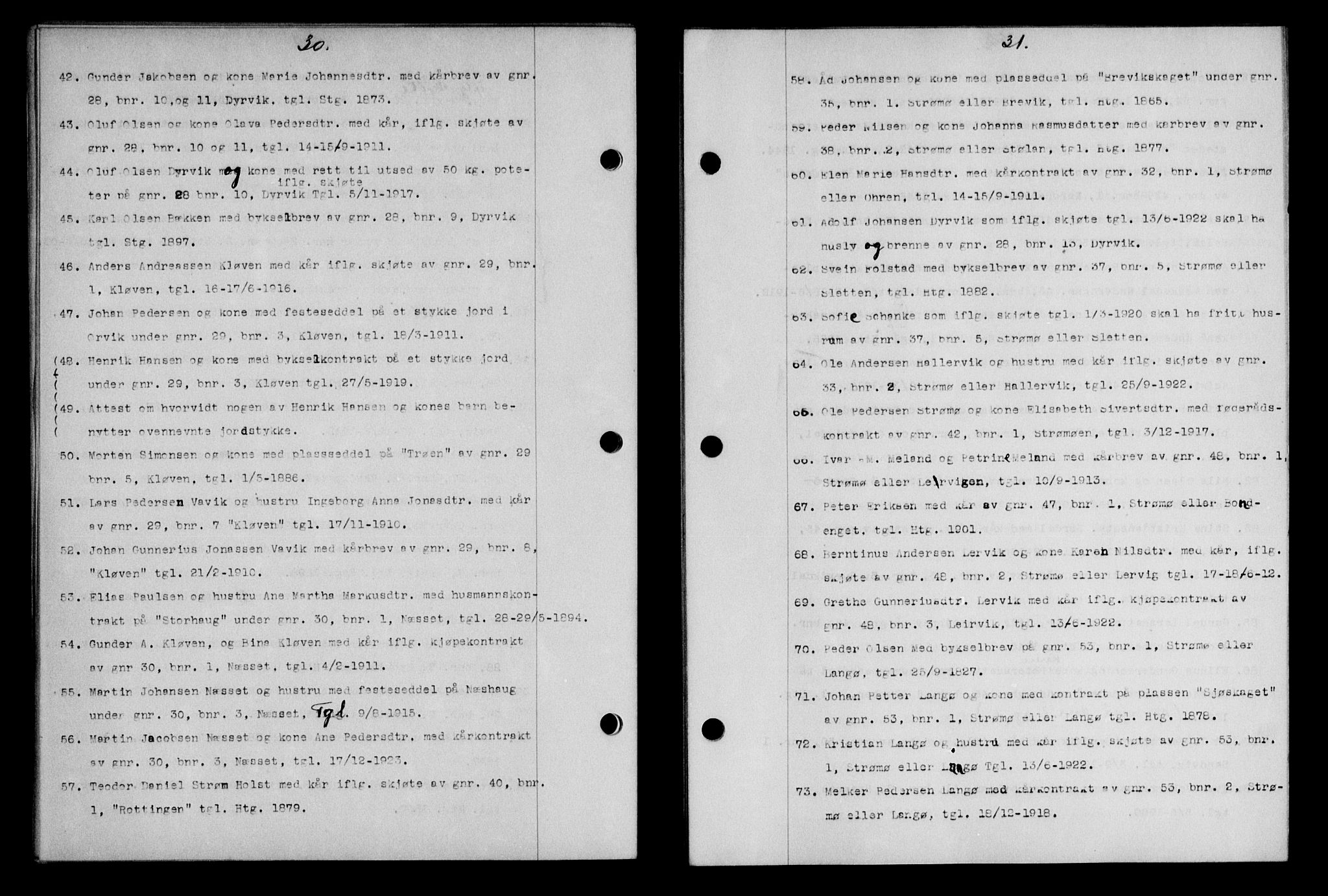Hitra sorenskriveri, AV/SAT-A-0018/2/2C/2Ca/L0013: Mortgage book no. 13, 1929-1929, p. 30-31