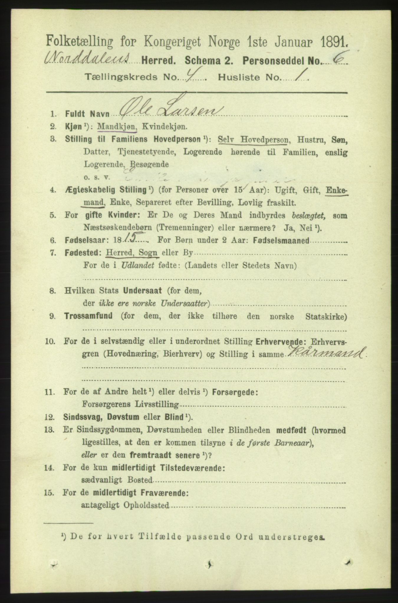 RA, 1891 census for 1524 Norddal, 1891, p. 789