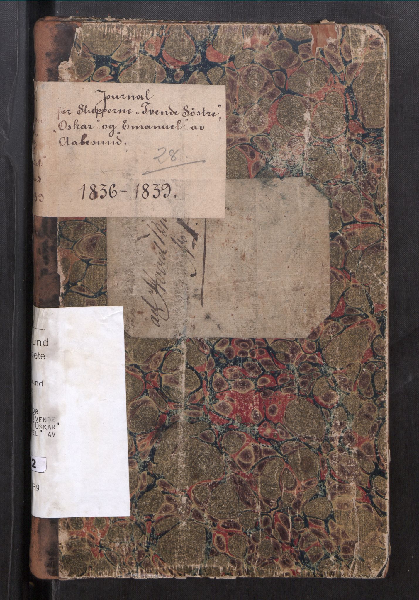 Kristiansund magistrat, AV/SAT-A-0032/F/Fx/L0012: Journal for sluppen "Tvende søstre", "Oskar" og "Emanuel" av Ålesund, 1836-1839