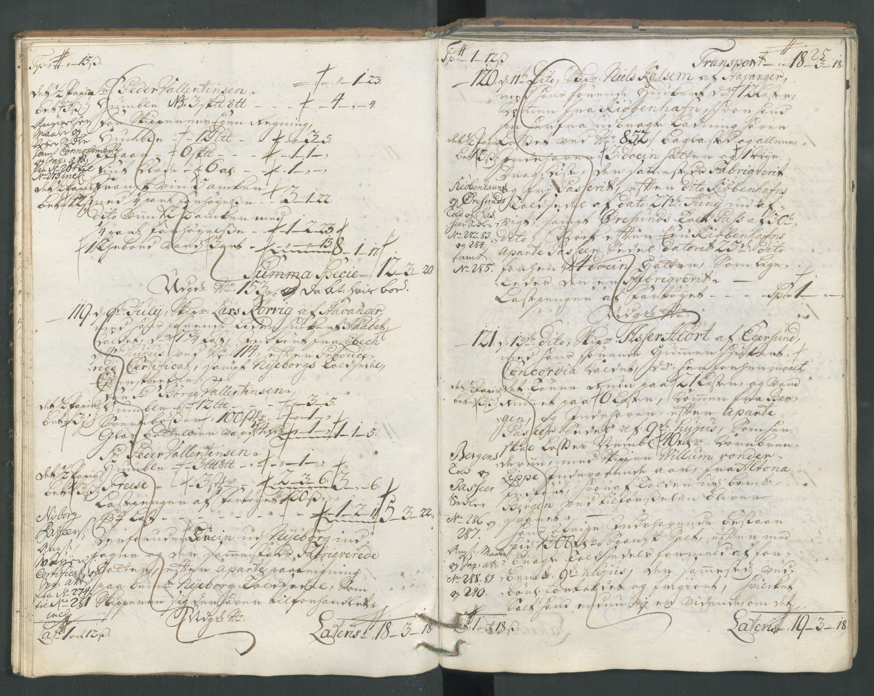 Generaltollkammeret, tollregnskaper, AV/RA-EA-5490/R22/L0012/0001: Tollregnskaper Stavanger / Hovedtollbok, 1733, p. 24b-25a