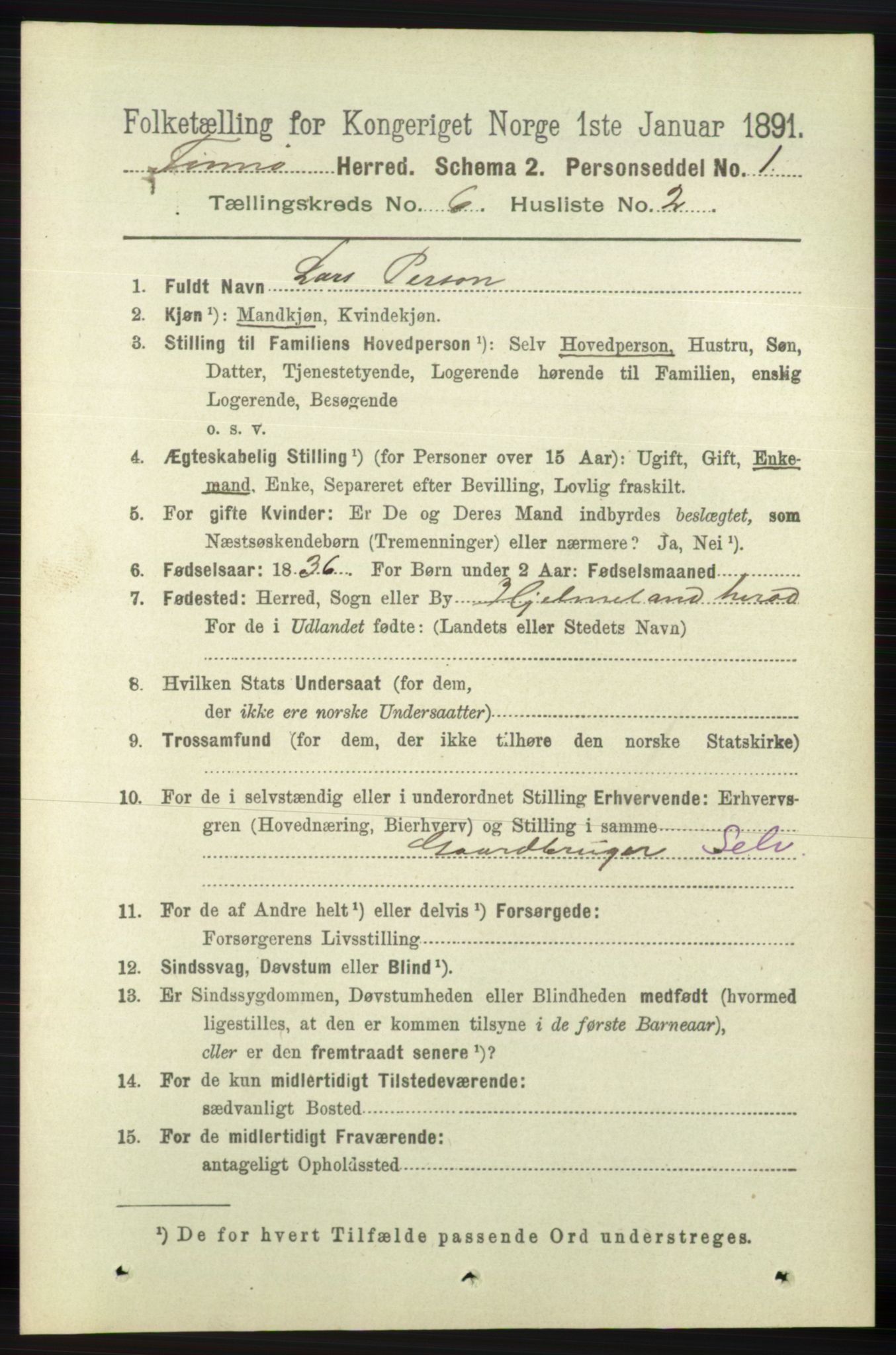 RA, 1891 census for 1141 Finnøy, 1891, p. 1288