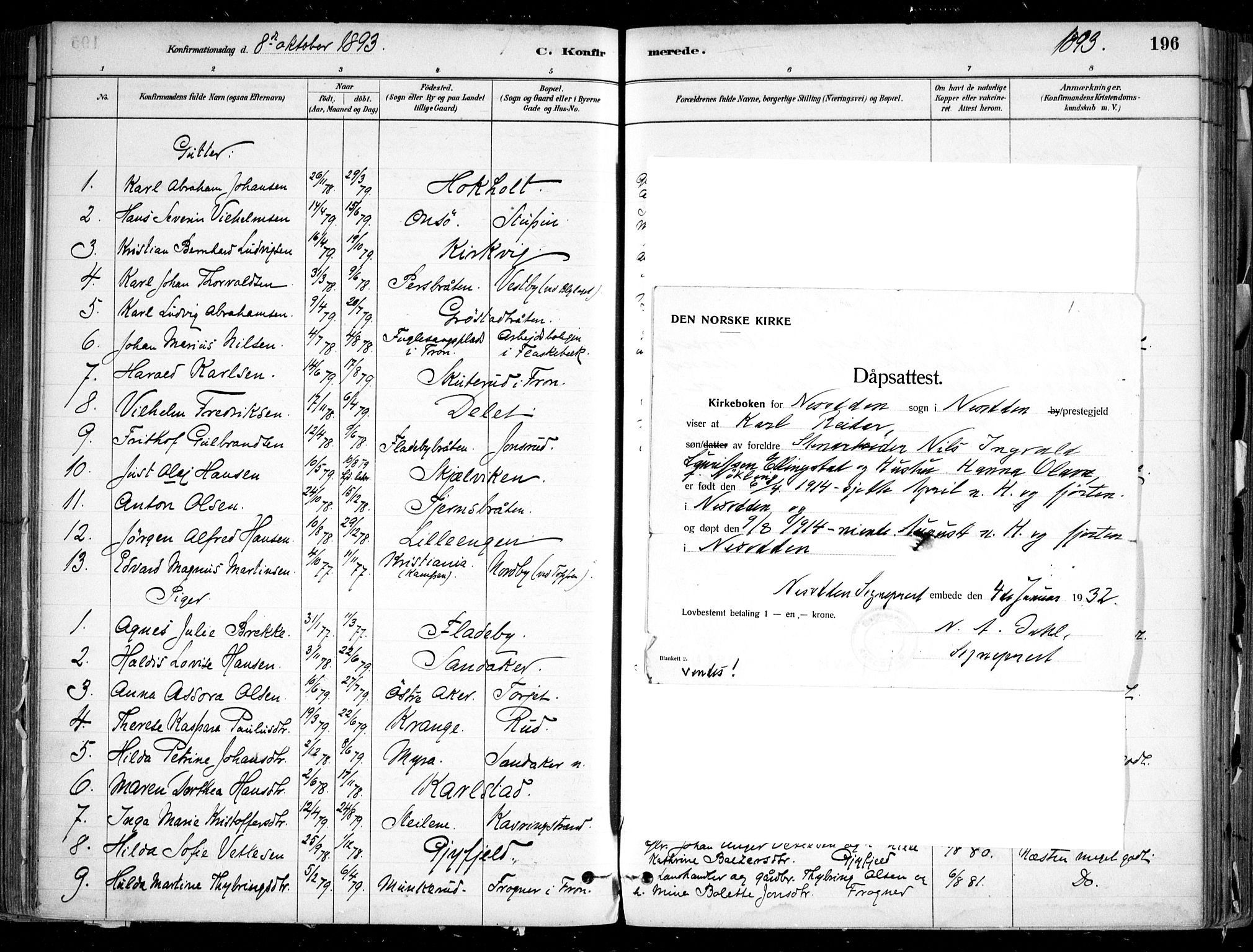 Nesodden prestekontor Kirkebøker, AV/SAO-A-10013/F/Fa/L0009: Parish register (official) no. I 9, 1880-1915