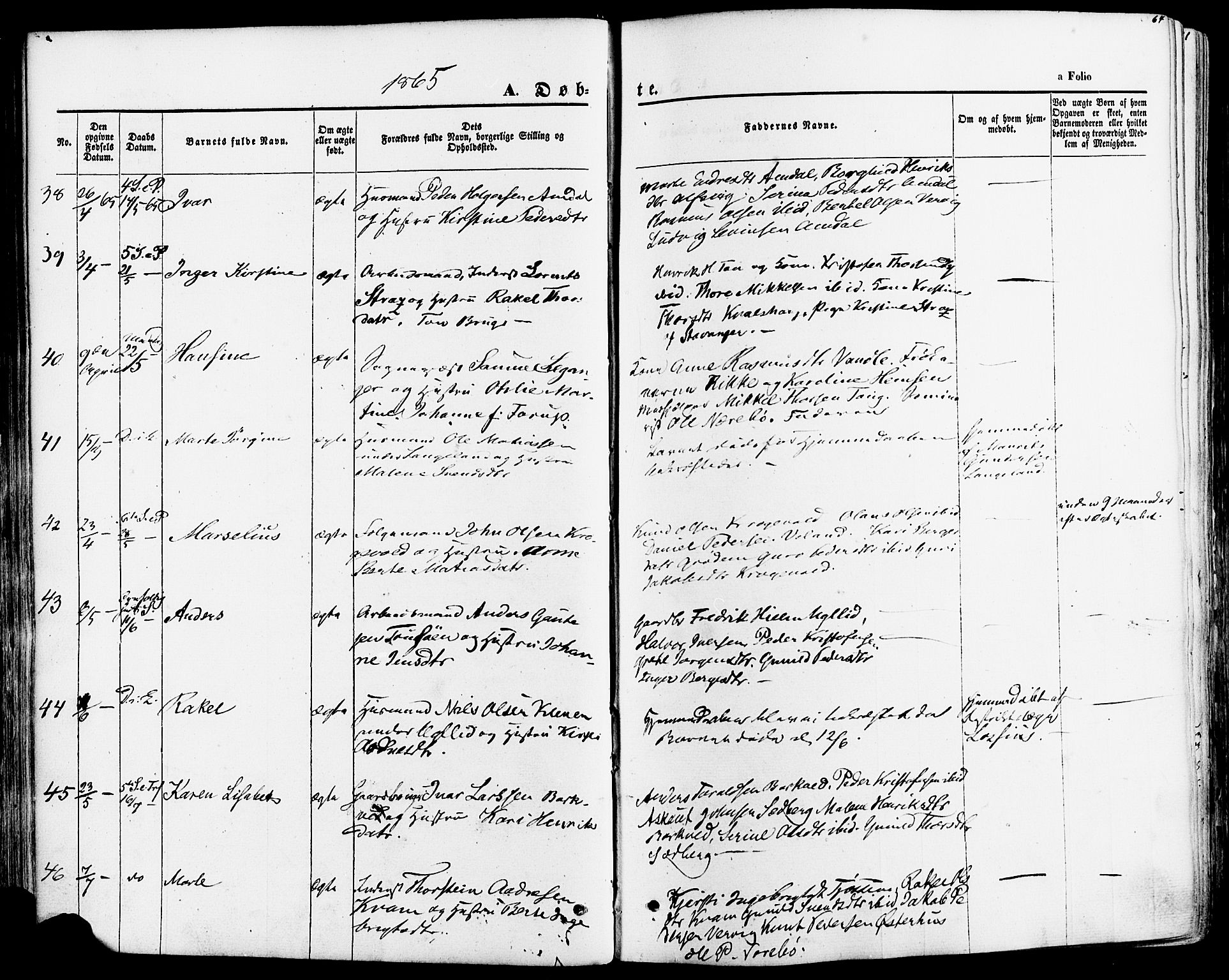 Strand sokneprestkontor, AV/SAST-A-101828/H/Ha/Haa/L0007: Parish register (official) no. A 7, 1855-1881, p. 64