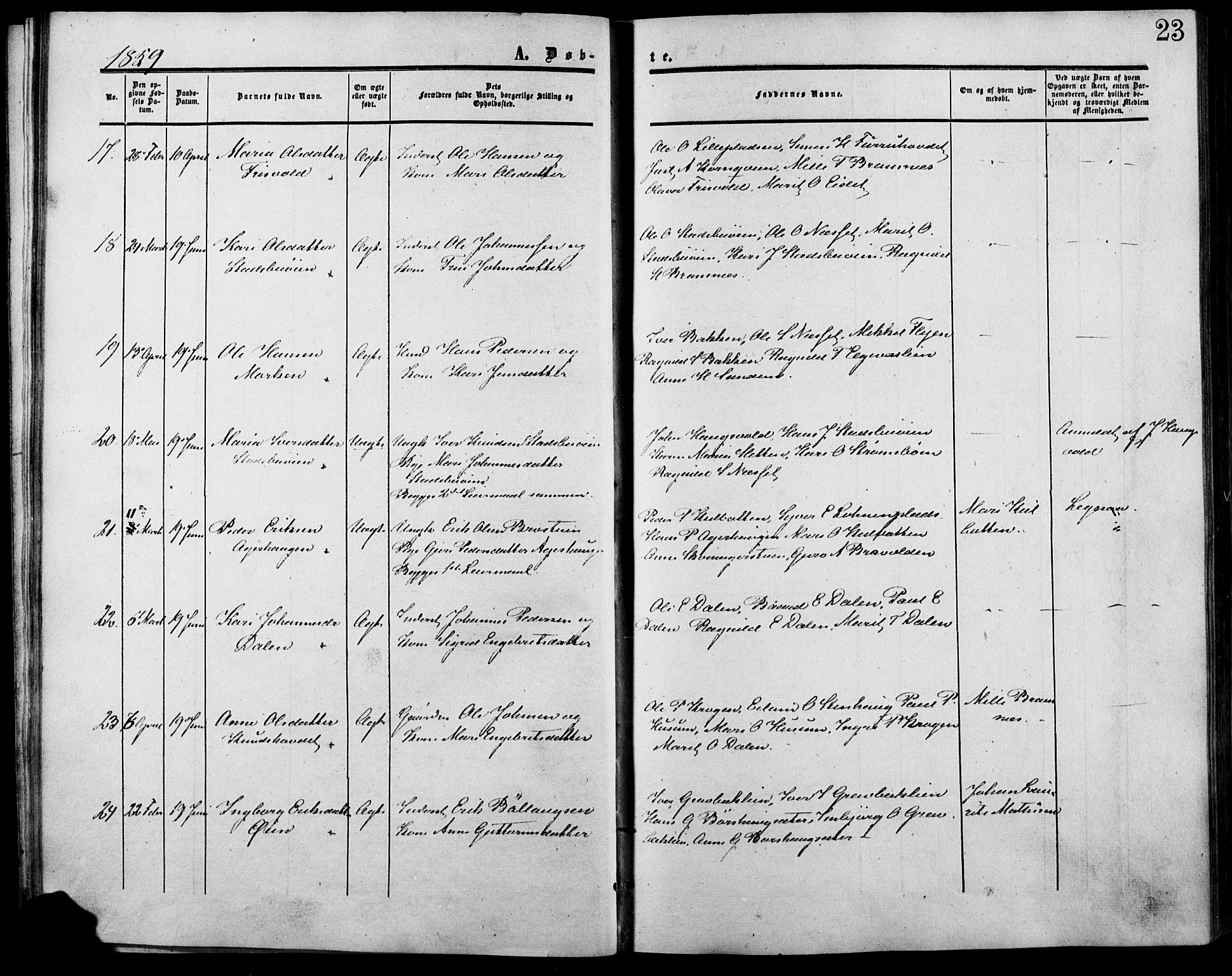 Lesja prestekontor, AV/SAH-PREST-068/H/Ha/Haa/L0007: Parish register (official) no. 7, 1854-1862, p. 23