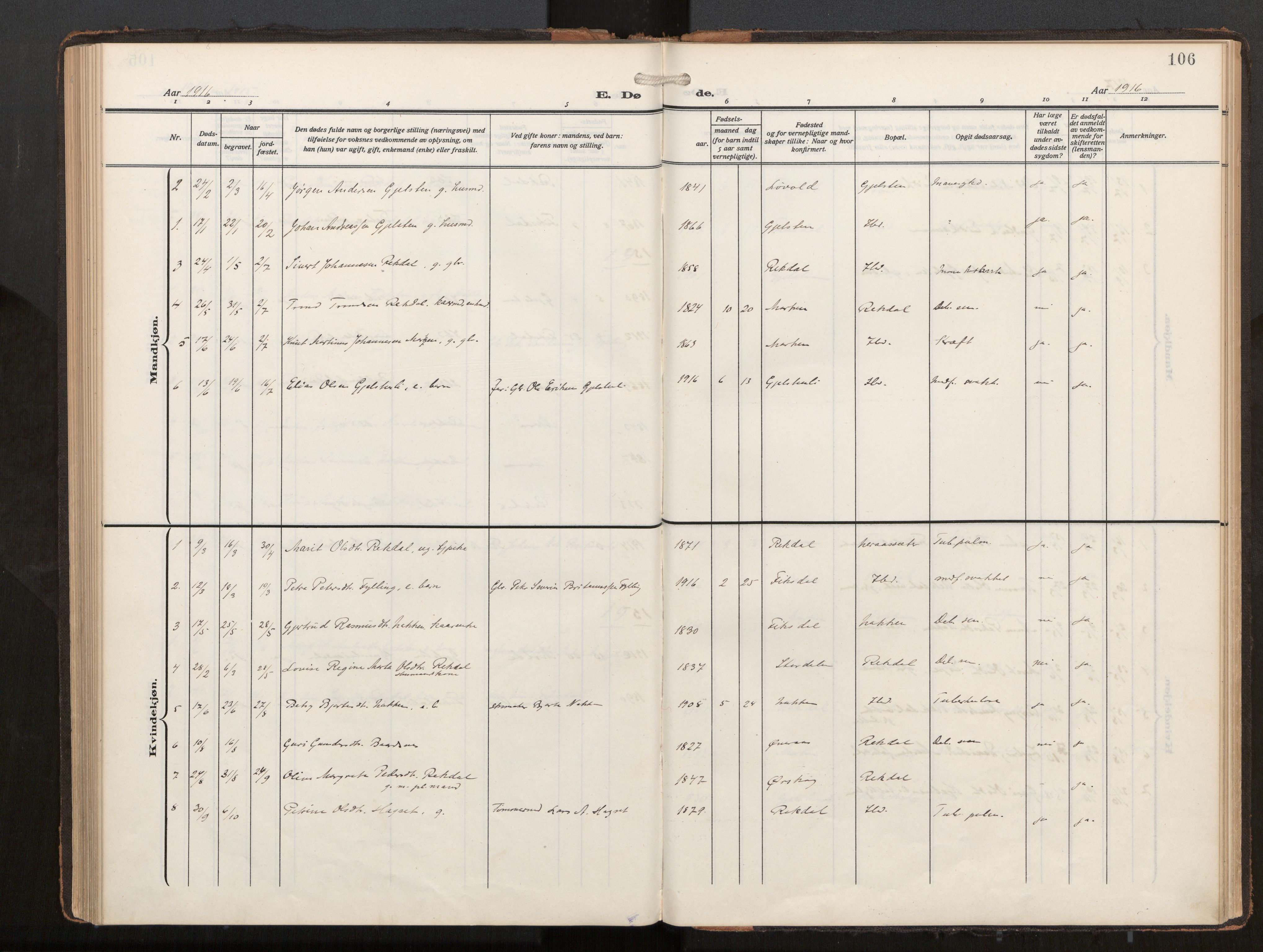 Ministerialprotokoller, klokkerbøker og fødselsregistre - Møre og Romsdal, AV/SAT-A-1454/540/L0540b: Parish register (official) no. 540A03, 1909-1932, p. 106