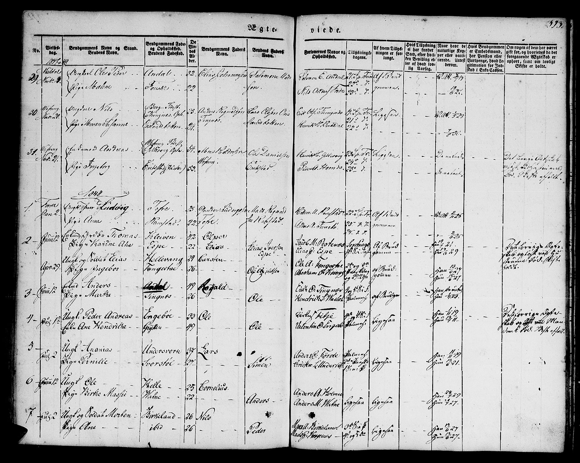 Førde sokneprestembete, AV/SAB-A-79901/H/Haa/Haaa/L0007: Parish register (official) no. A 7, 1843-1860, p. 393