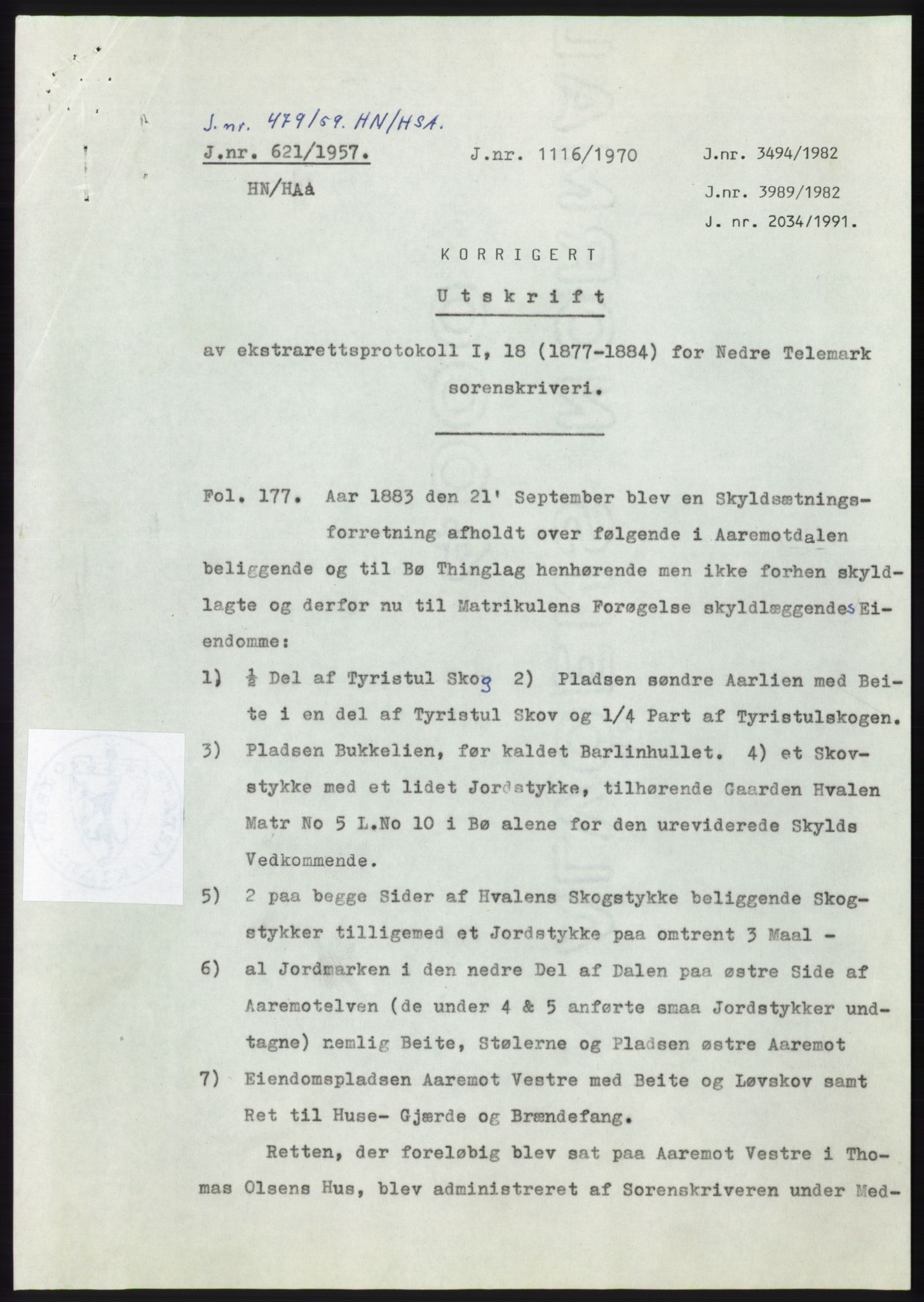 Statsarkivet i Kongsberg, SAKO/A-0001, 1957, p. 260