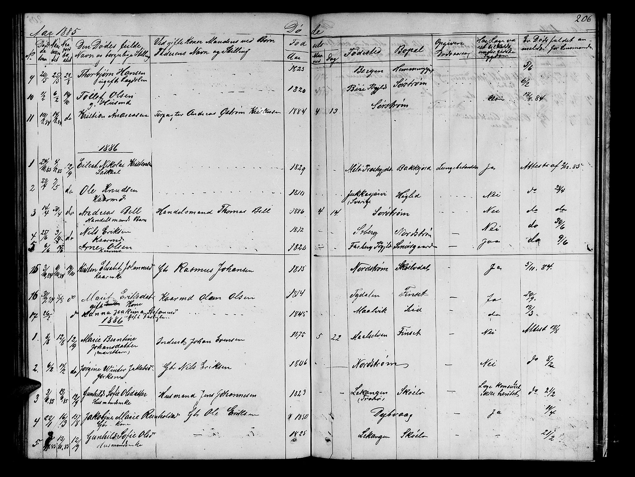 Tranøy sokneprestkontor, AV/SATØ-S-1313/I/Ia/Iab/L0021klokker: Parish register (copy) no. 21, 1861-1886, p. 206