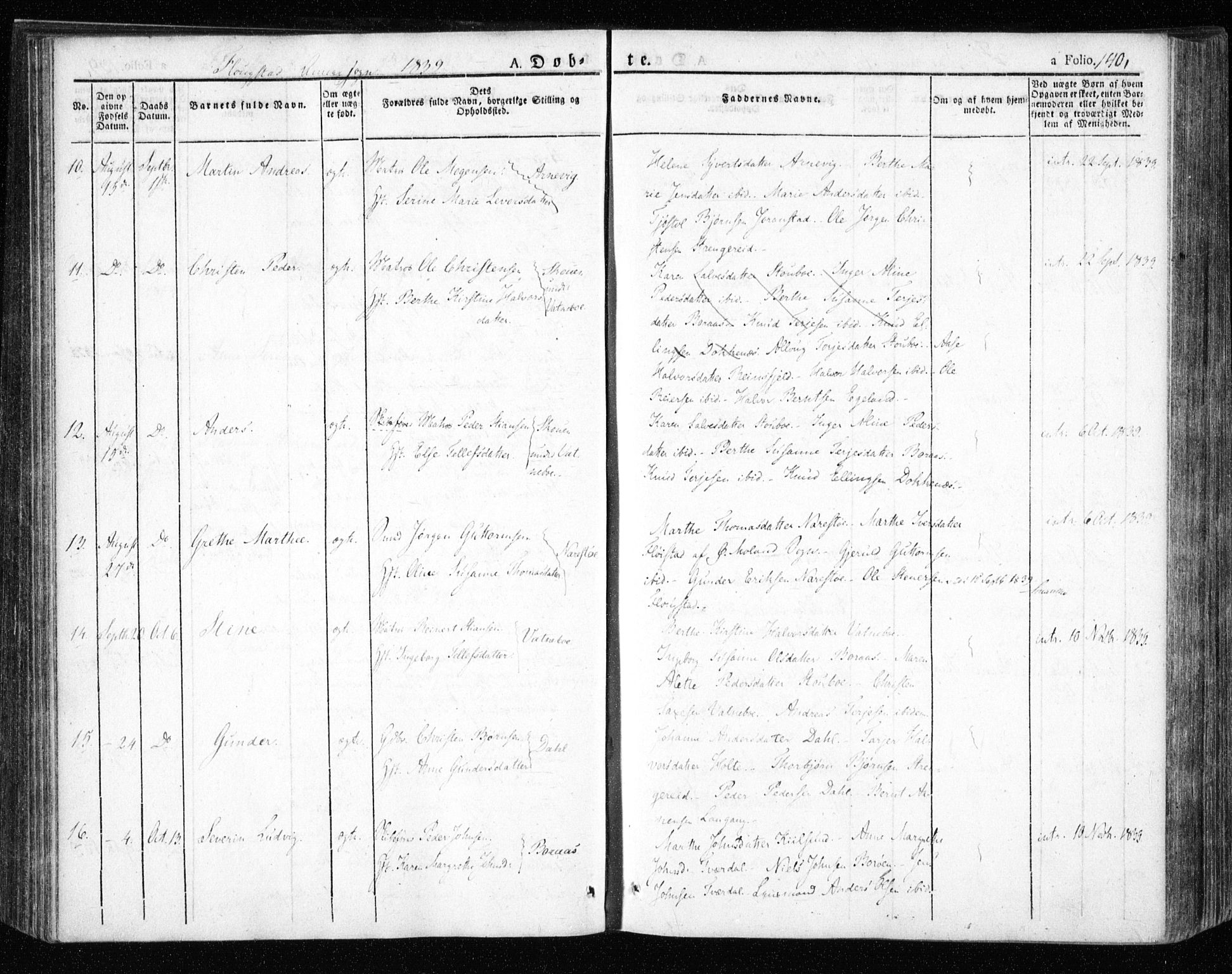 Dypvåg sokneprestkontor, AV/SAK-1111-0007/F/Fa/Faa/L0004: Parish register (official) no. A 4, 1824-1840, p. 140