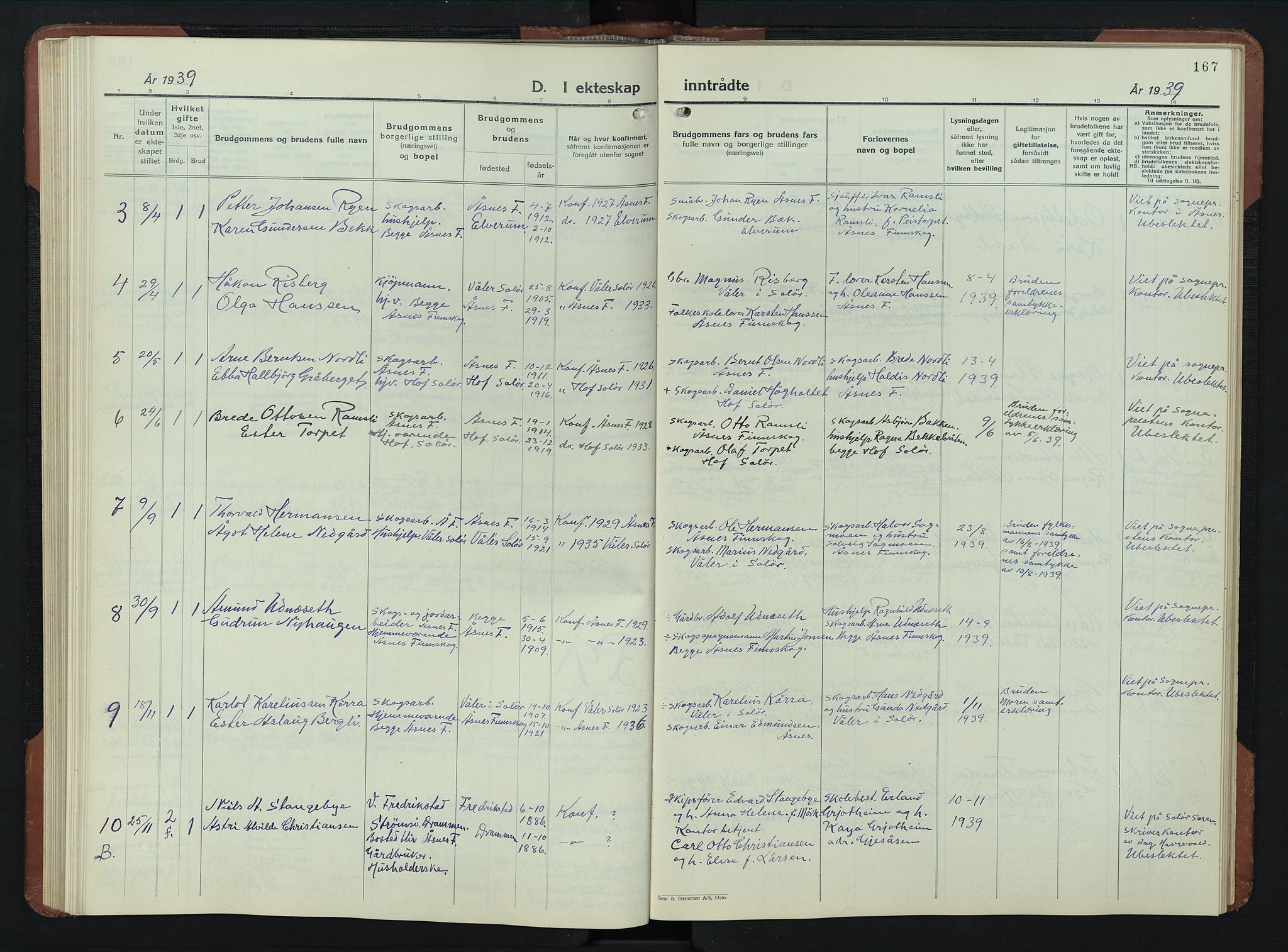 Åsnes prestekontor, AV/SAH-PREST-042/H/Ha/Hab/L0009: Parish register (copy) no. 9, 1930-1954, p. 167