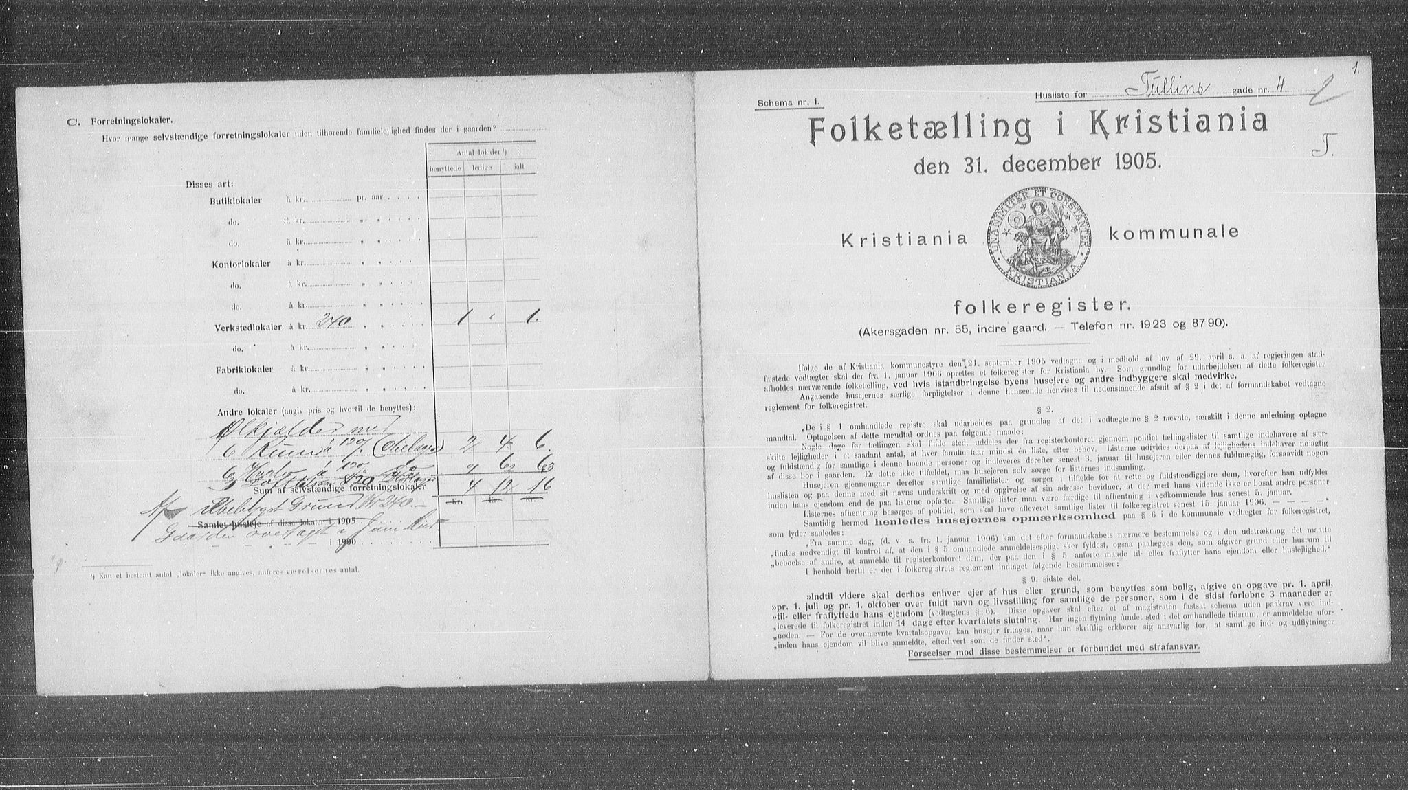 OBA, Municipal Census 1905 for Kristiania, 1905, p. 61647