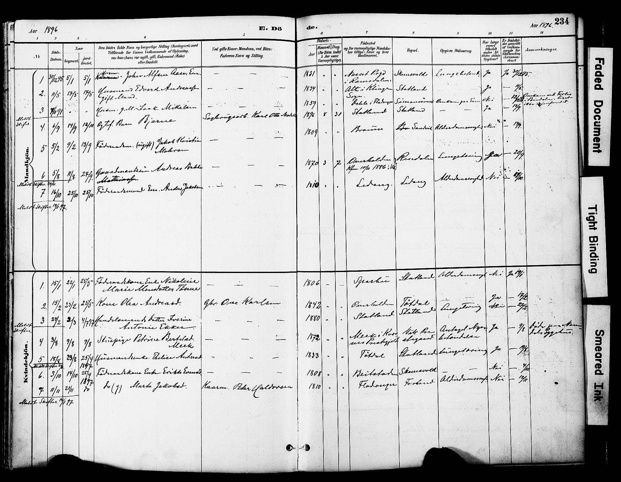 Ministerialprotokoller, klokkerbøker og fødselsregistre - Nord-Trøndelag, SAT/A-1458/774/L0628: Parish register (official) no. 774A02, 1887-1903, p. 234