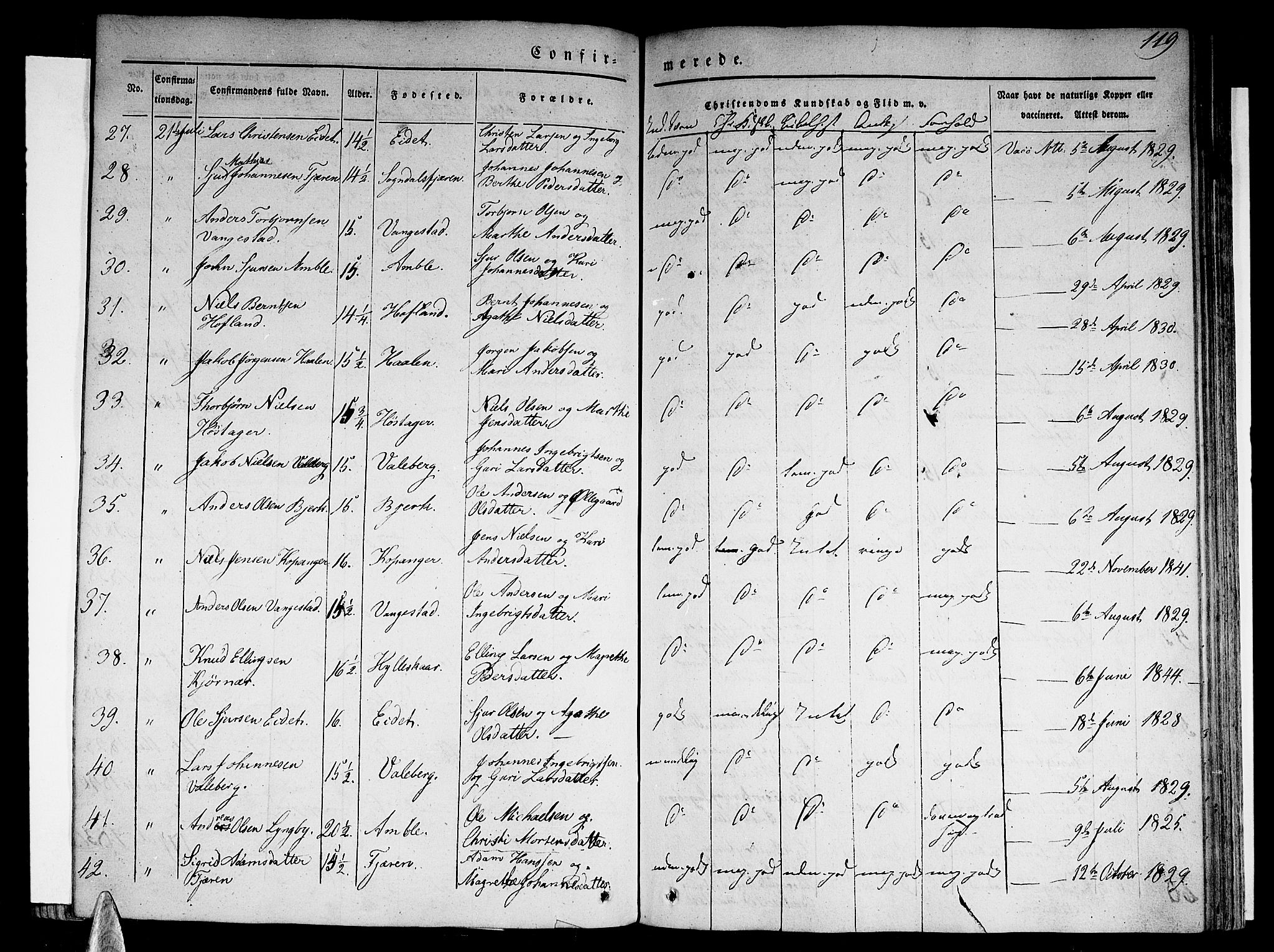 Sogndal sokneprestembete, SAB/A-81301/H/Haa/Haaa/L0011: Parish register (official) no. A 11, 1839-1847, p. 119