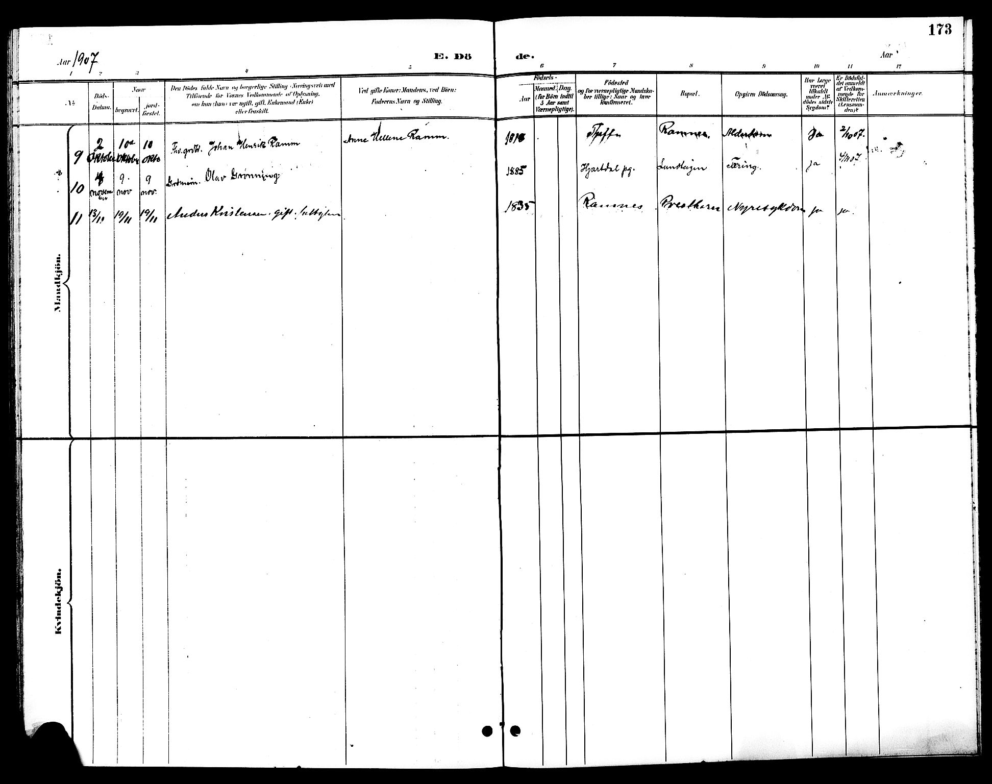 Ramnes kirkebøker, AV/SAKO-A-314/G/Ga/L0004: Parish register (copy) no. I 4, 1896-1911, p. 173