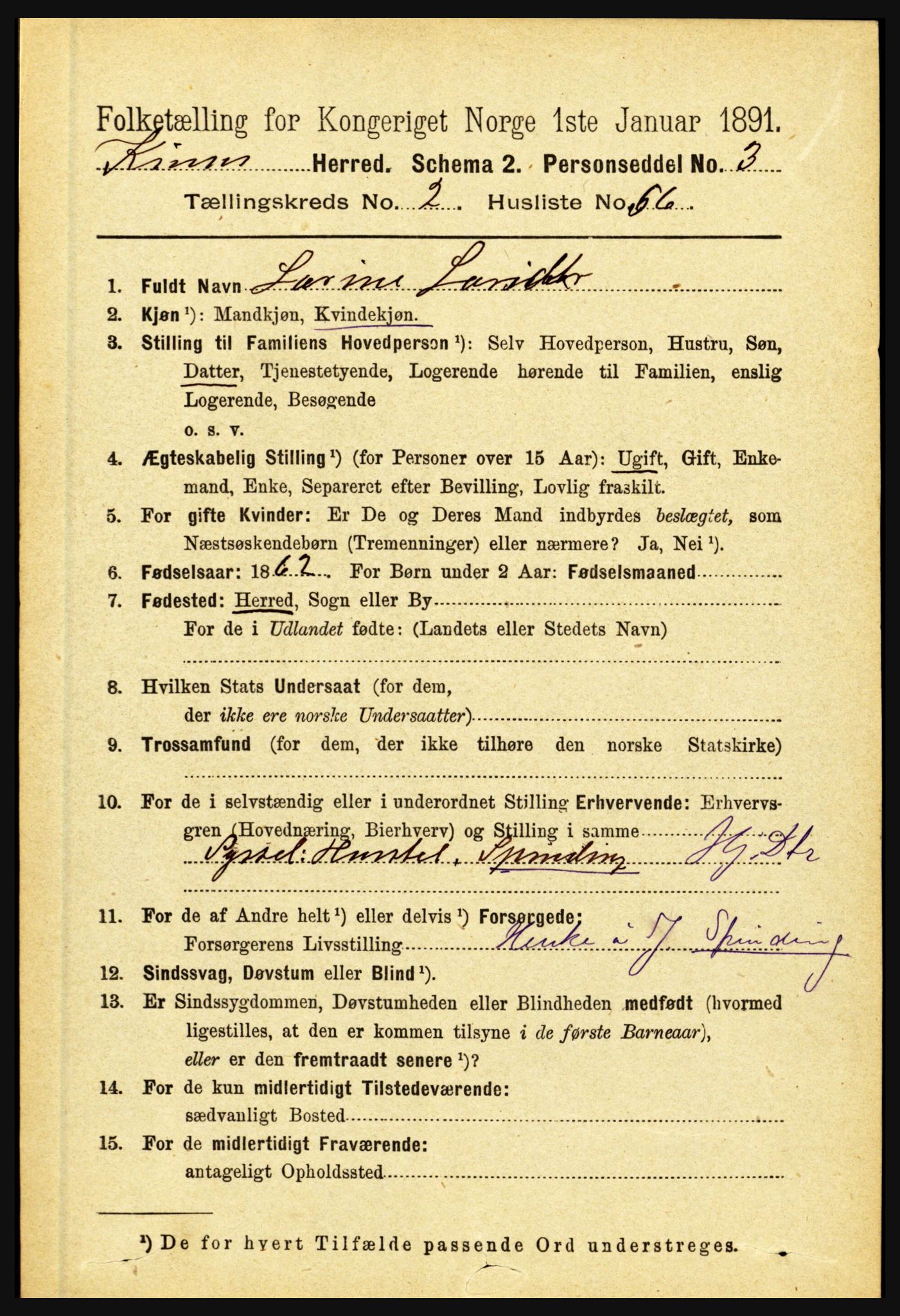 RA, 1891 census for 1437 Kinn, 1891, p. 879