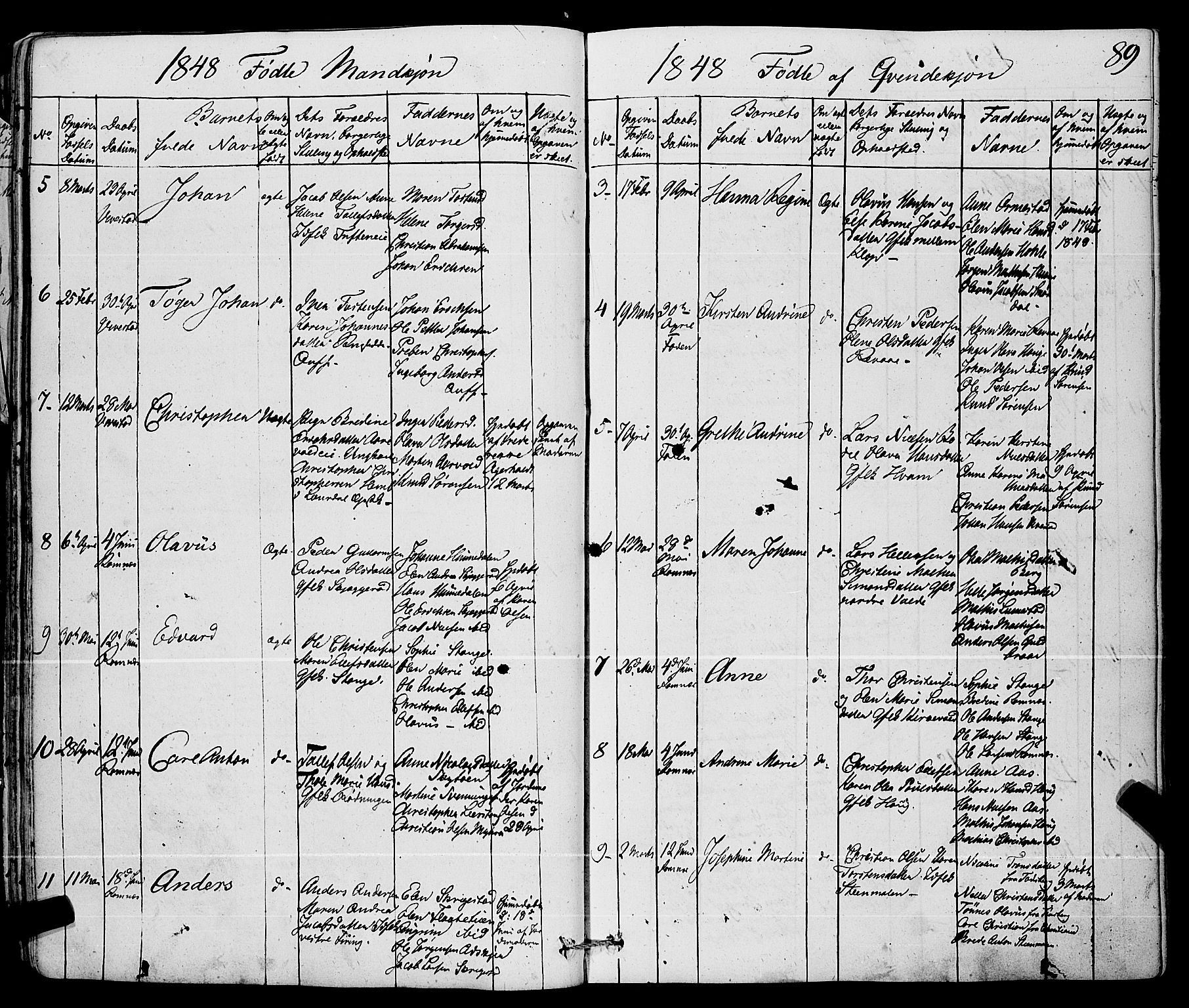 Ramnes kirkebøker, AV/SAKO-A-314/F/Fa/L0005: Parish register (official) no. I 5, 1841-1861, p. 88-89