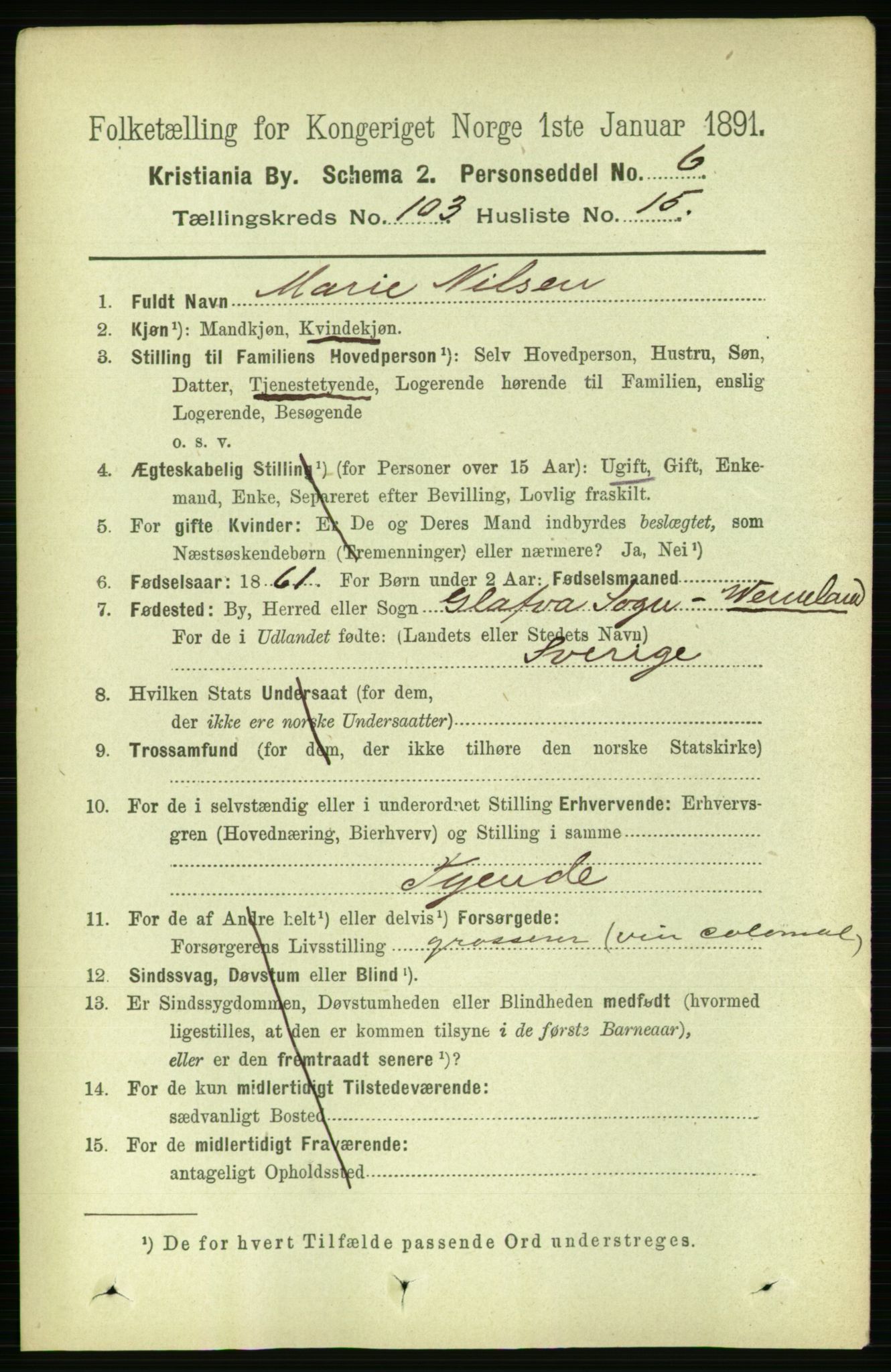 RA, 1891 census for 0301 Kristiania, 1891, p. 51649