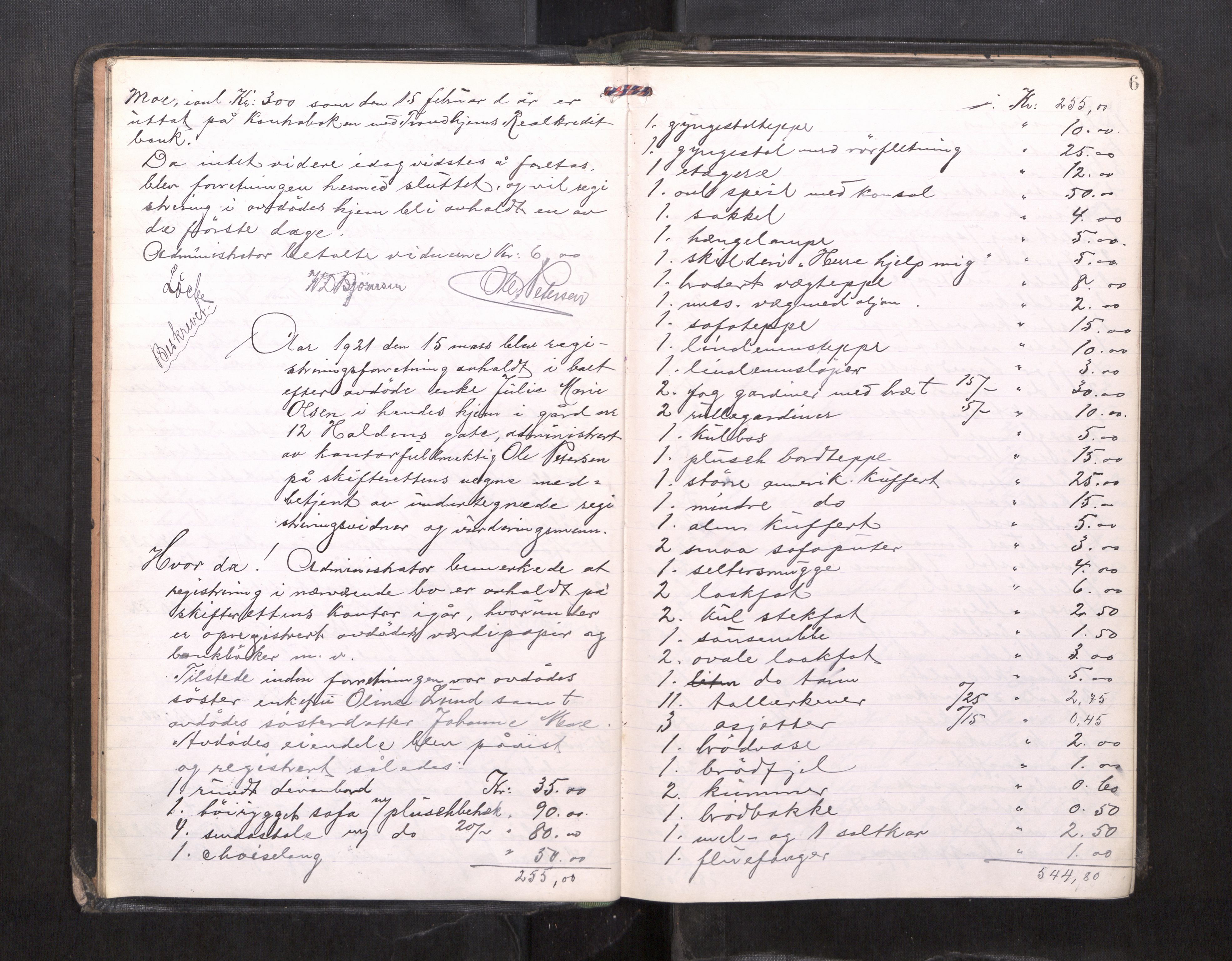 Trondheim byfogd, AV/SAT-A-0003/1/3/3C/L0040: Skifteregistreringsprotokoll - 9/3-23/5. (u/ register), 1921-1923, p. 6