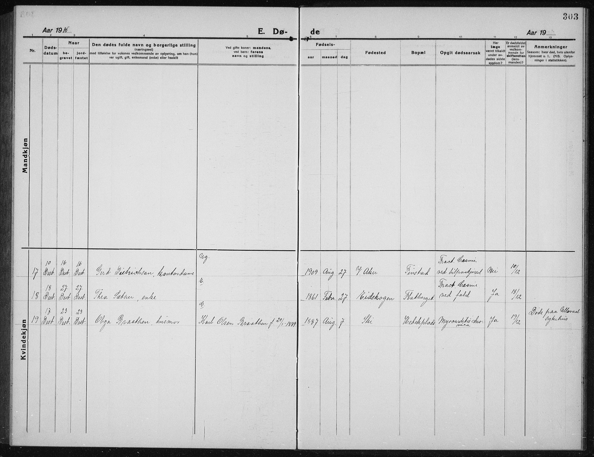 Kråkstad prestekontor Kirkebøker, AV/SAO-A-10125a/G/Gb/L0002: Parish register (copy) no. II 2, 1921-1941, p. 303