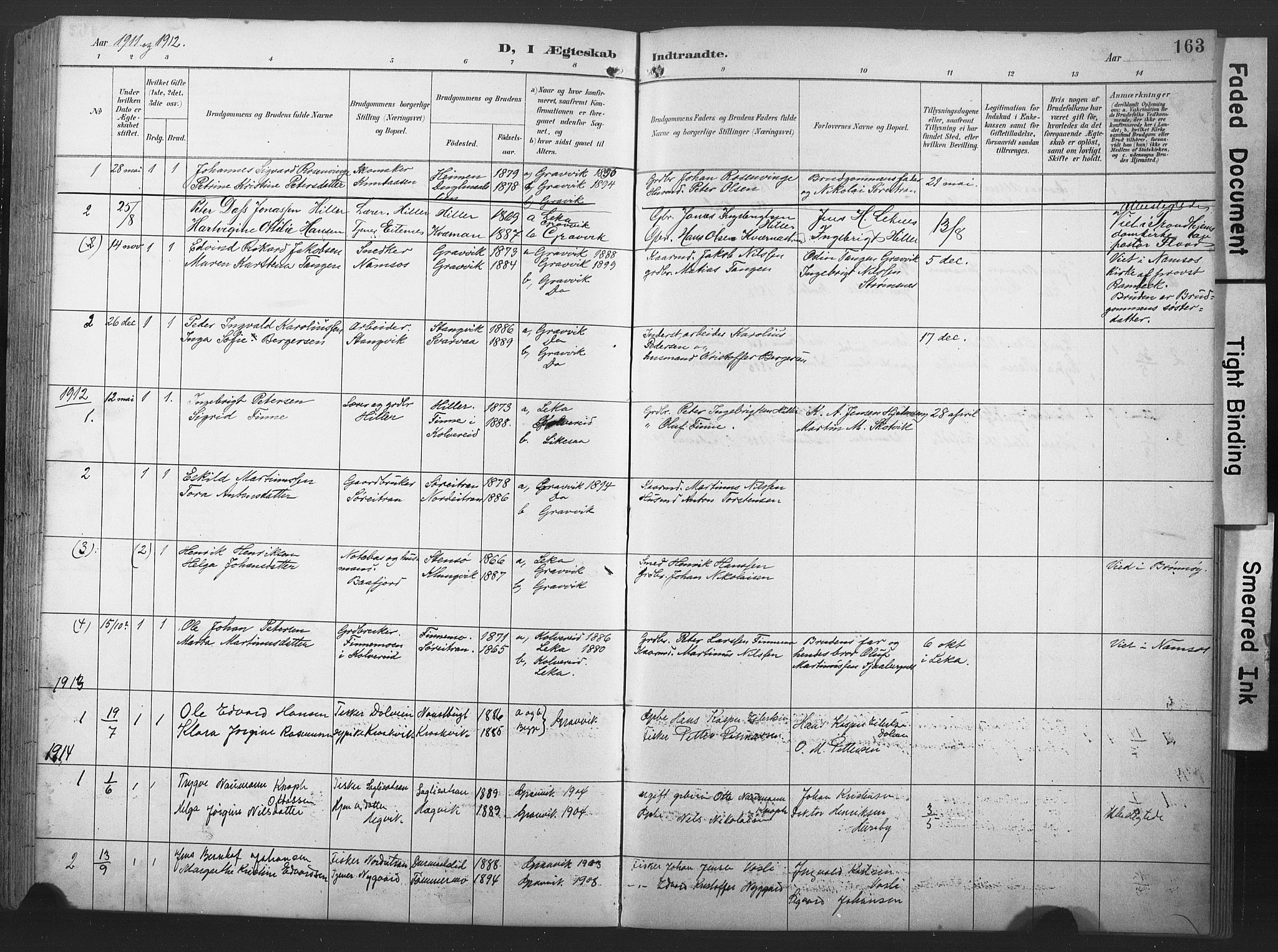 Ministerialprotokoller, klokkerbøker og fødselsregistre - Nord-Trøndelag, AV/SAT-A-1458/789/L0706: Parish register (copy) no. 789C01, 1888-1931, p. 163