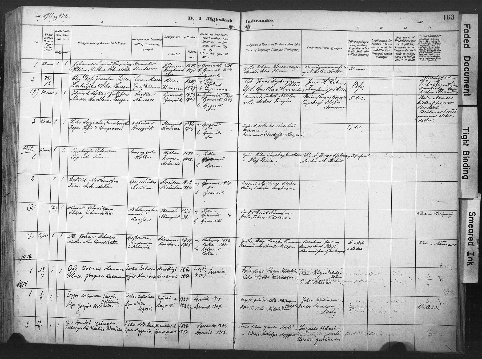 Ministerialprotokoller, klokkerbøker og fødselsregistre - Nord-Trøndelag, AV/SAT-A-1458/789/L0706: Parish register (copy) no. 789C01, 1888-1931, p. 163