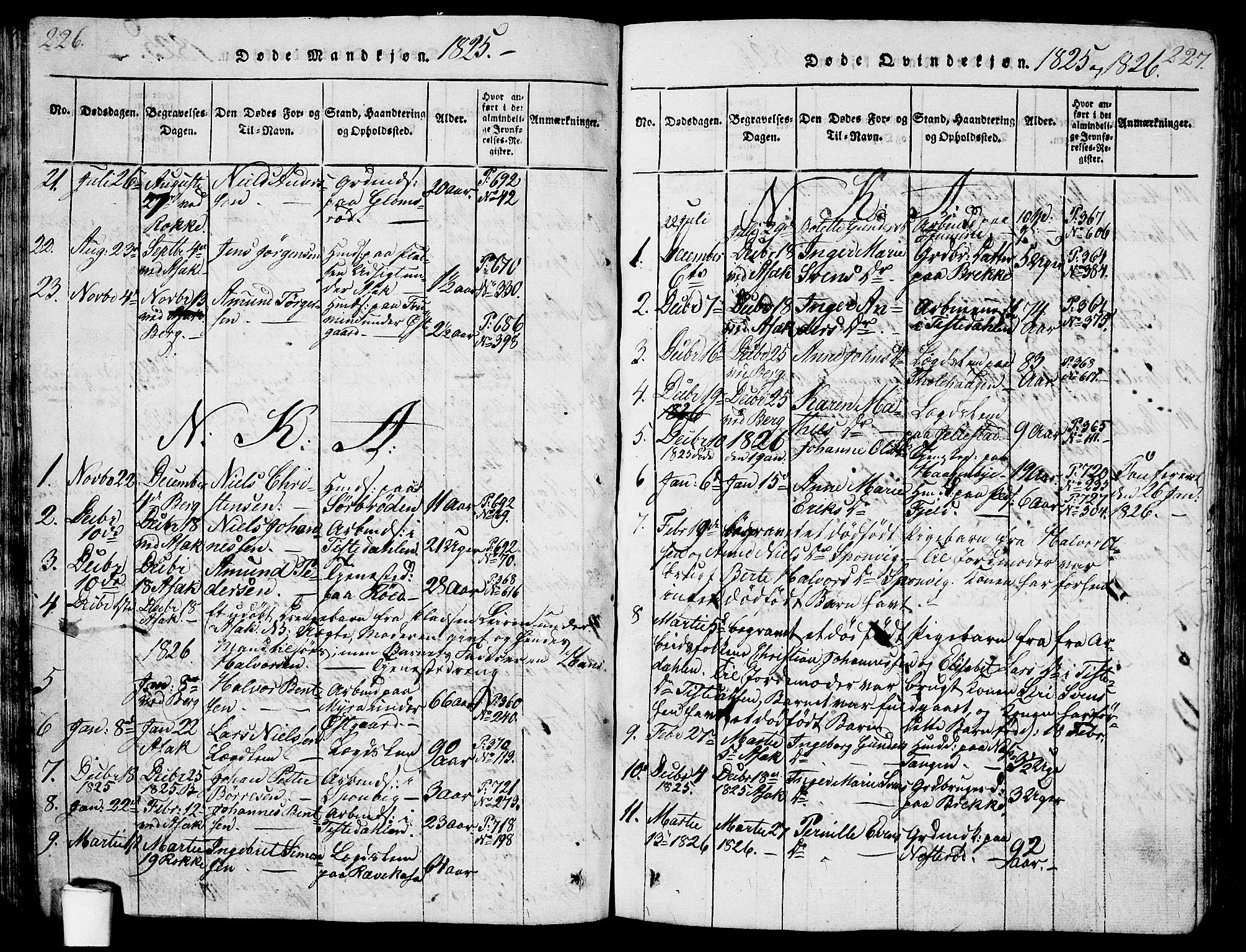 Berg prestekontor Kirkebøker, SAO/A-10902/G/Ga/L0001: Parish register (copy) no. I 1, 1815-1832, p. 226-227