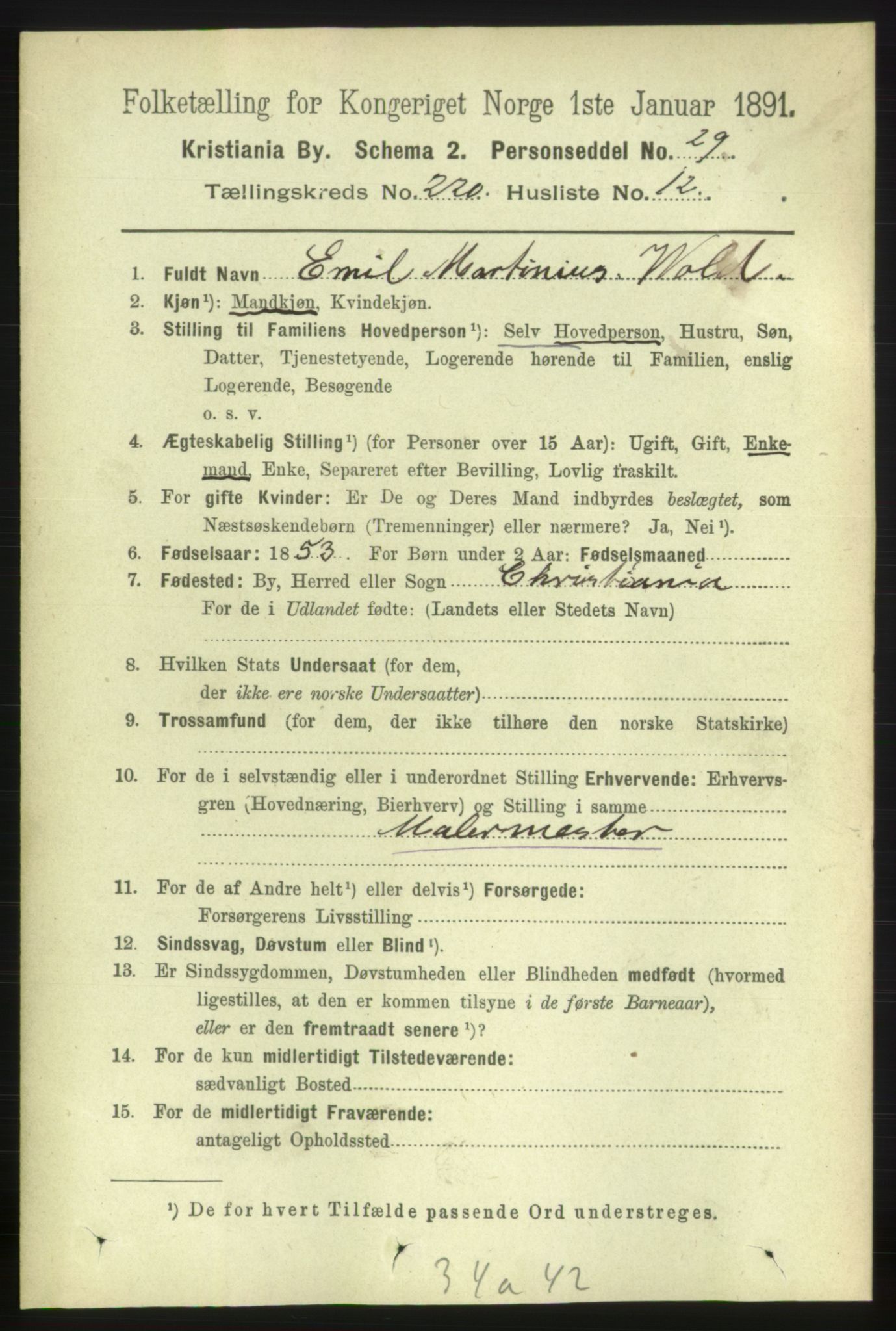 RA, 1891 census for 0301 Kristiania, 1891, p. 131138