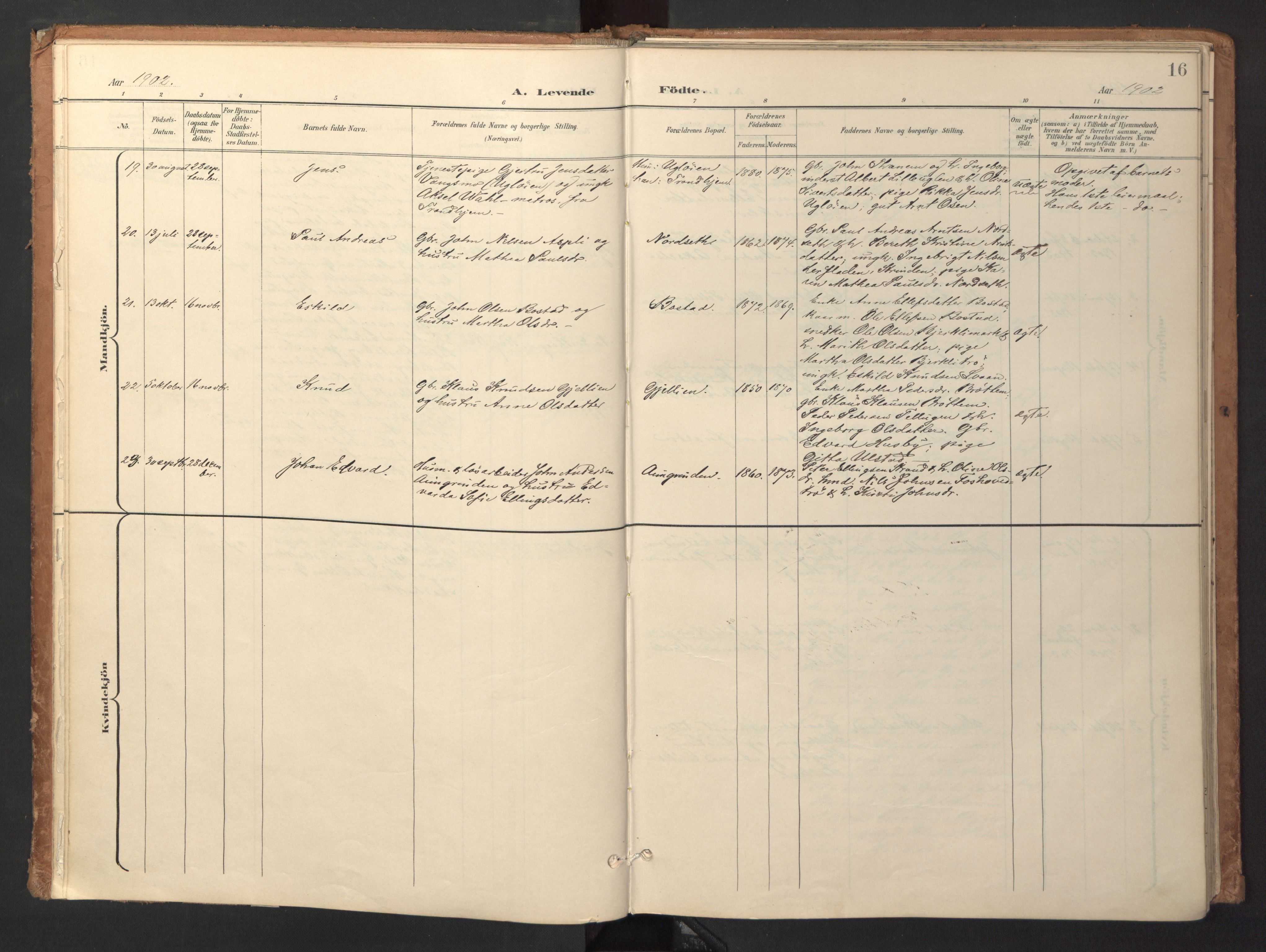 Ministerialprotokoller, klokkerbøker og fødselsregistre - Sør-Trøndelag, AV/SAT-A-1456/618/L0448: Parish register (official) no. 618A11, 1898-1916, p. 16