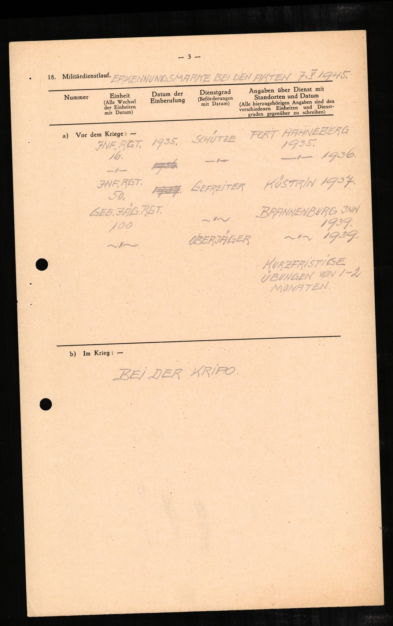 Forsvaret, Forsvarets overkommando II, RA/RAFA-3915/D/Db/L0002: CI Questionaires. Tyske okkupasjonsstyrker i Norge. Tyskere., 1945-1946, p. 166