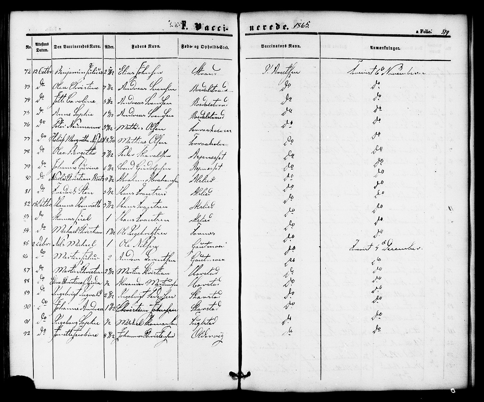 Ministerialprotokoller, klokkerbøker og fødselsregistre - Nordland, AV/SAT-A-1459/810/L0146: Parish register (official) no. 810A08 /1, 1862-1874, p. 319