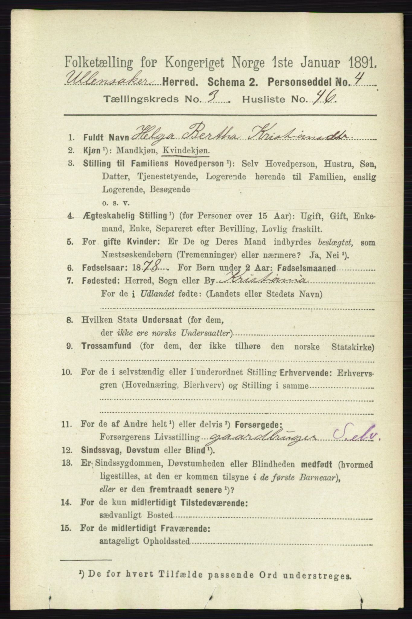 RA, 1891 census for 0235 Ullensaker, 1891, p. 1388