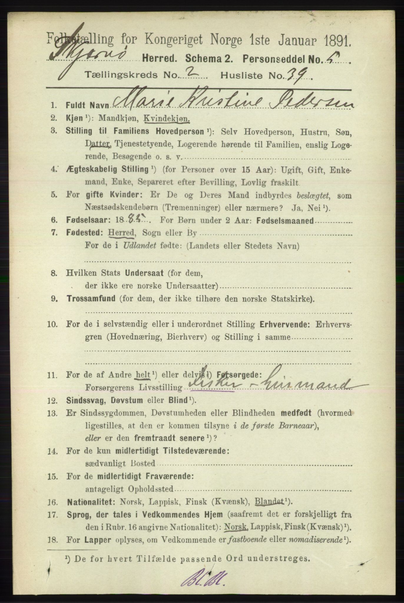 RA, 1891 census for 1941 Skjervøy, 1891, p. 1305