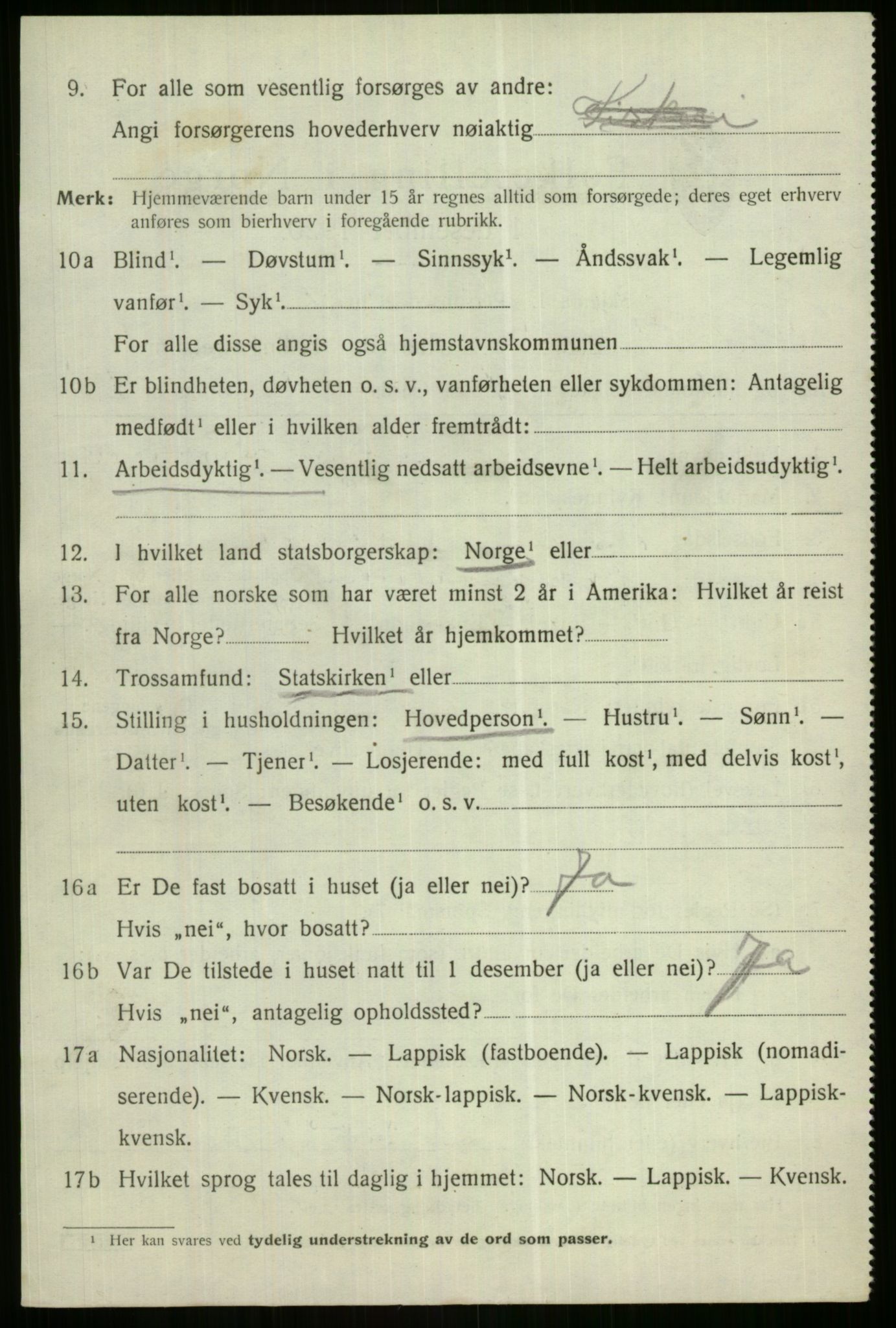 SATØ, 1920 census for Berg, 1920, p. 465