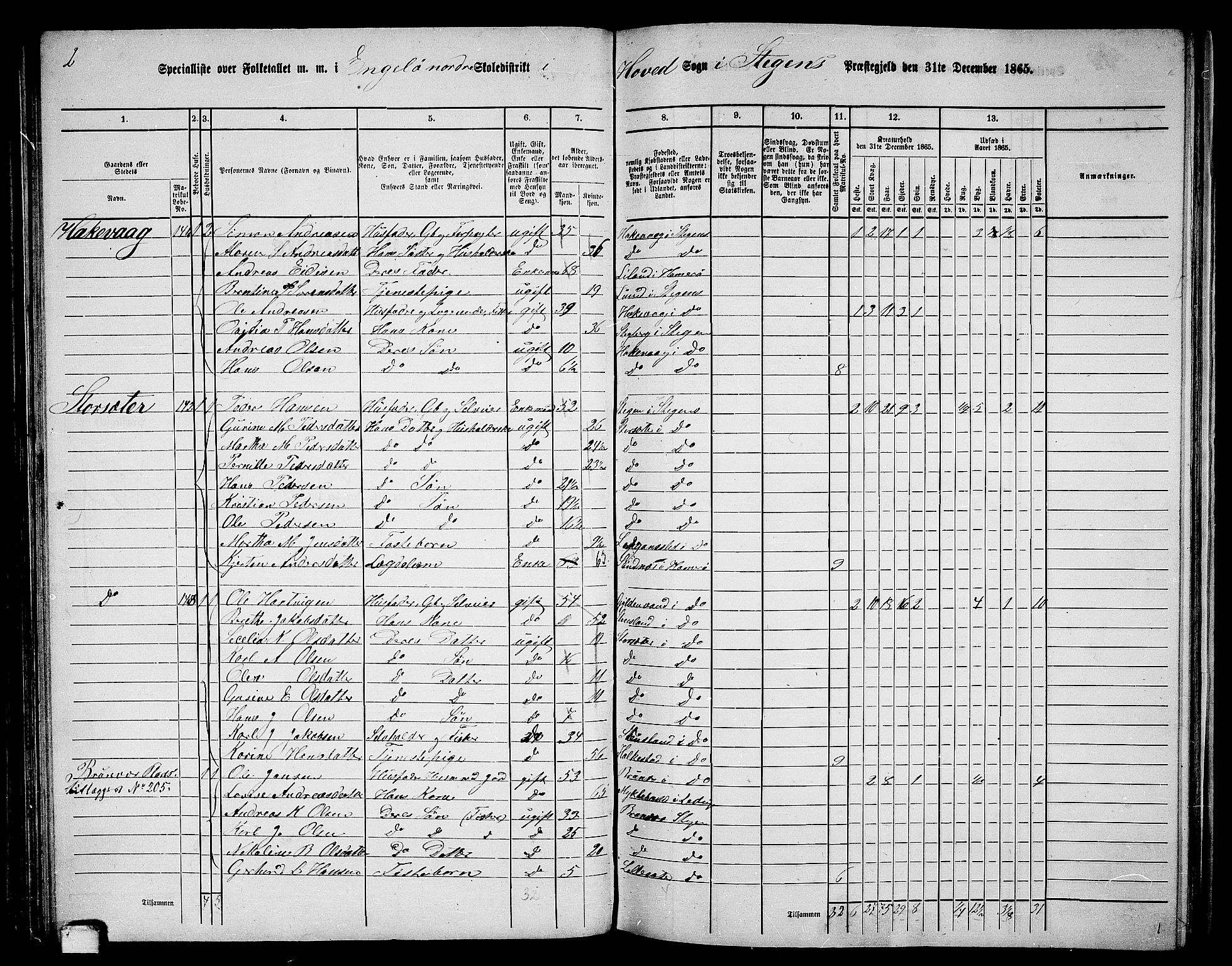 RA, 1865 census for Steigen, 1865, p. 73