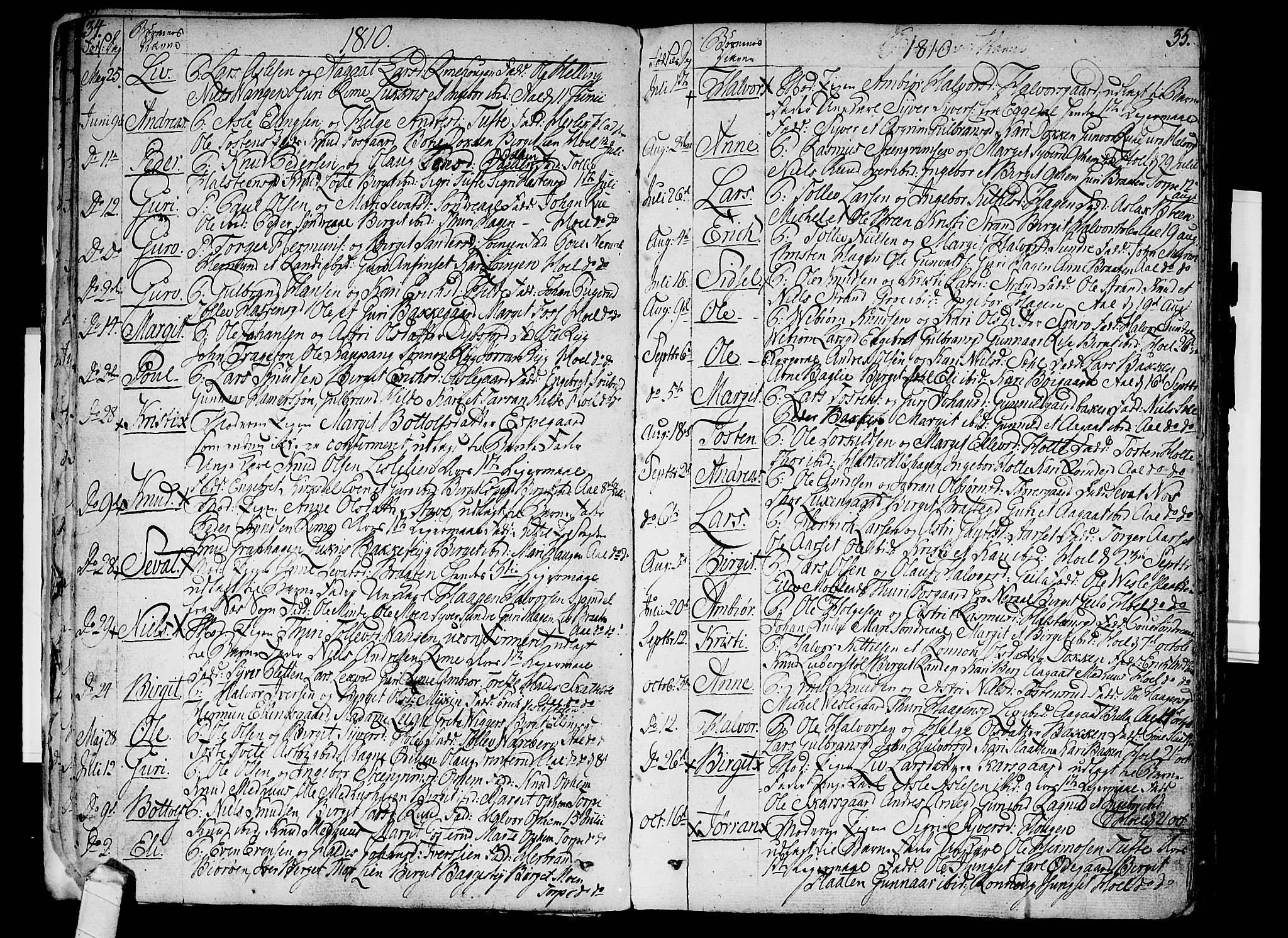 Ål kirkebøker, SAKO/A-249/F/Fa/L0003: Parish register (official) no. I 3, 1807-1814, p. 34-35