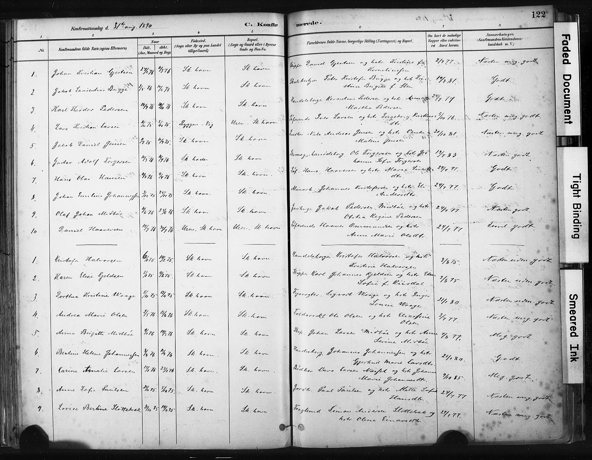 Skudenes sokneprestkontor, AV/SAST-A -101849/H/Ha/Haa/L0008: Parish register (official) no. A 5, 1882-1912, p. 122