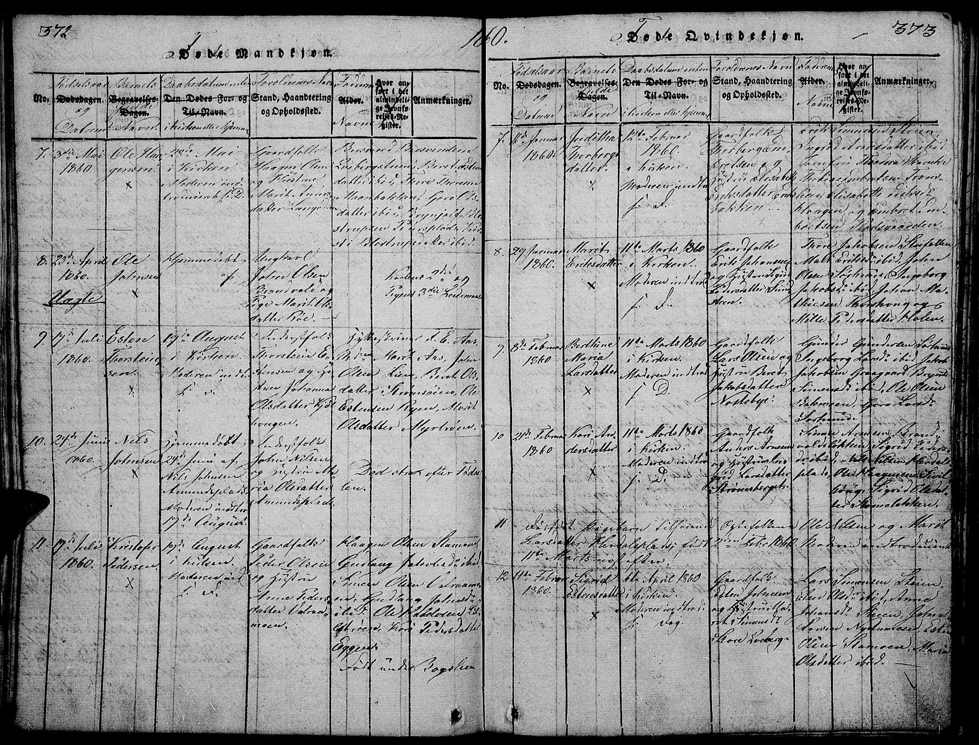 Tynset prestekontor, SAH/PREST-058/H/Ha/Hab/L0002: Parish register (copy) no. 2, 1814-1862, p. 372-373