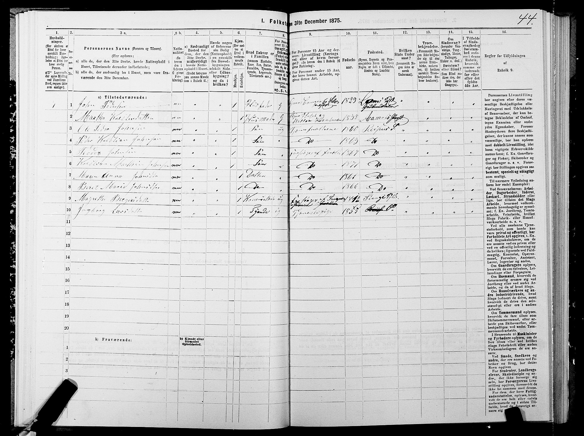 SATØ, 1875 census for 1927P Tranøy, 1875, p. 2044