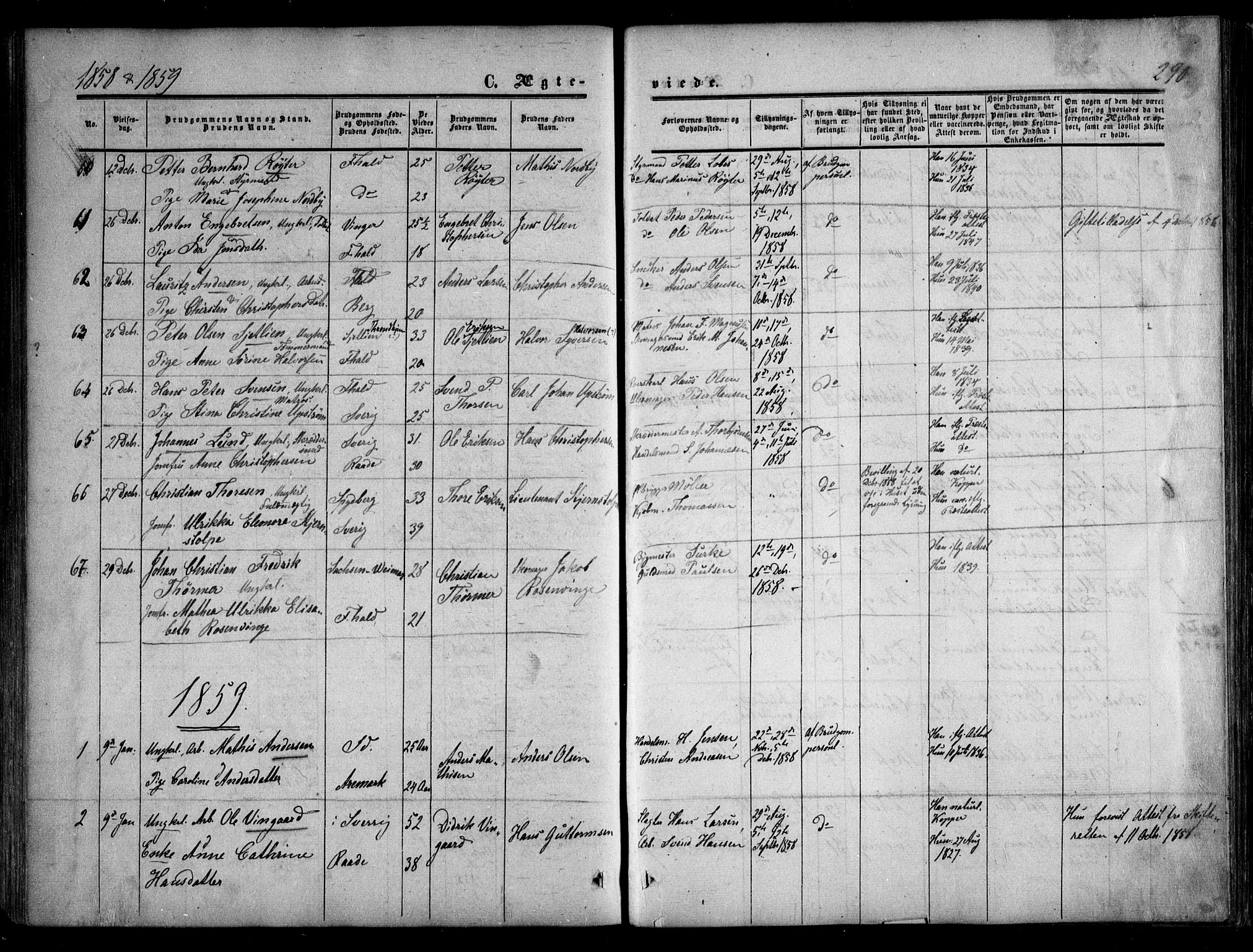 Halden prestekontor Kirkebøker, SAO/A-10909/F/Fa/L0007: Parish register (official) no. I 7, 1857-1865, p. 290