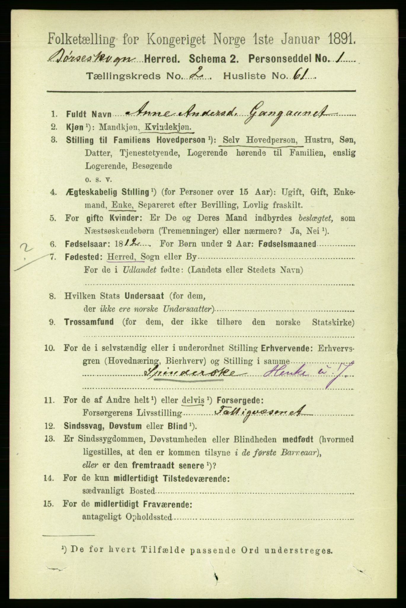 RA, 1891 census for 1657 Børseskogn, 1891, p. 1273