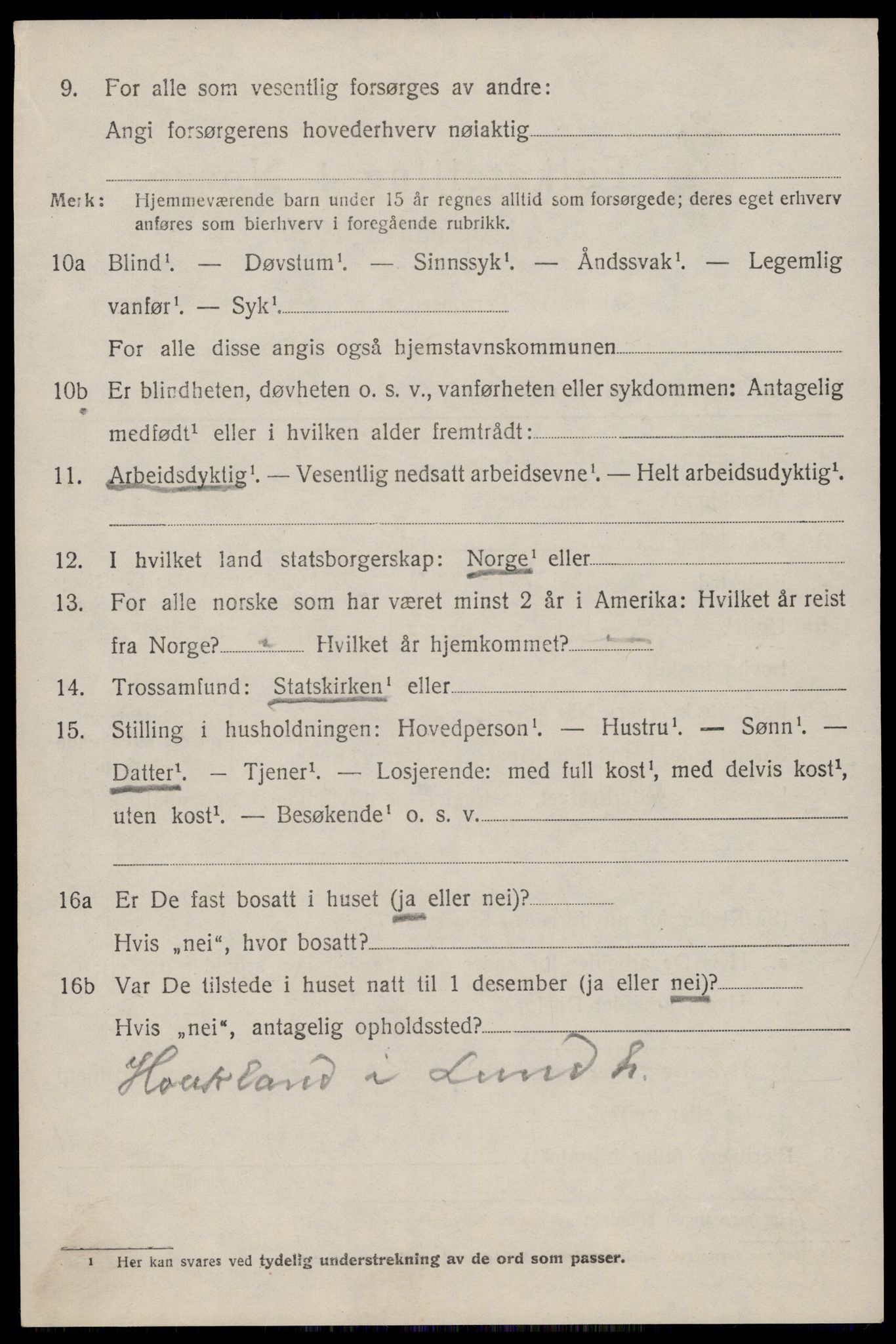 SAST, 1920 census for Lund, 1920, p. 3137