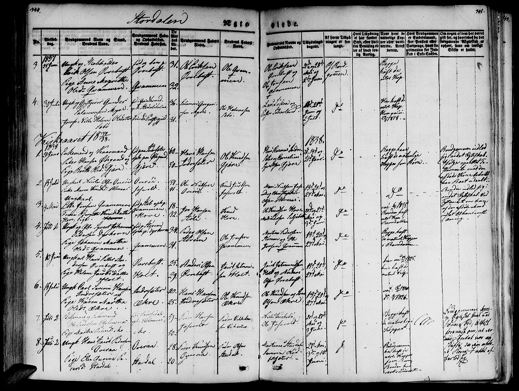 Ministerialprotokoller, klokkerbøker og fødselsregistre - Møre og Romsdal, AV/SAT-A-1454/520/L0274: Parish register (official) no. 520A04, 1827-1864, p. 344-345