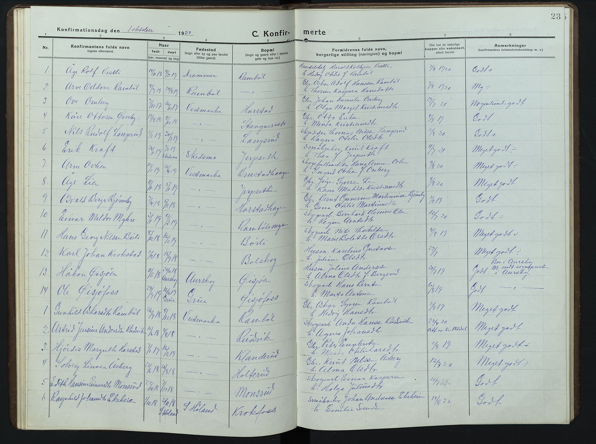 Eidskog prestekontor, SAH/PREST-026/H/Ha/Hab/L0006: Parish register (copy) no. 6, 1917-1952, p. 23