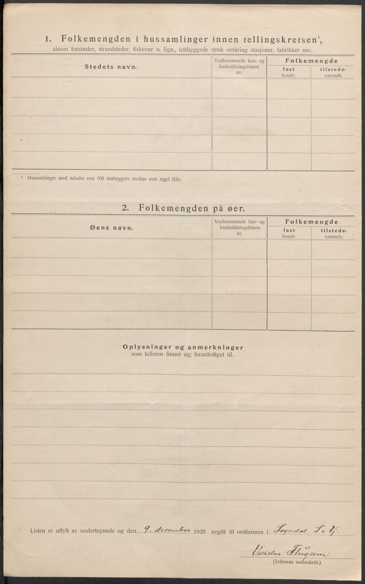 SAB, 1920 census for Sogndal, 1920, p. 22