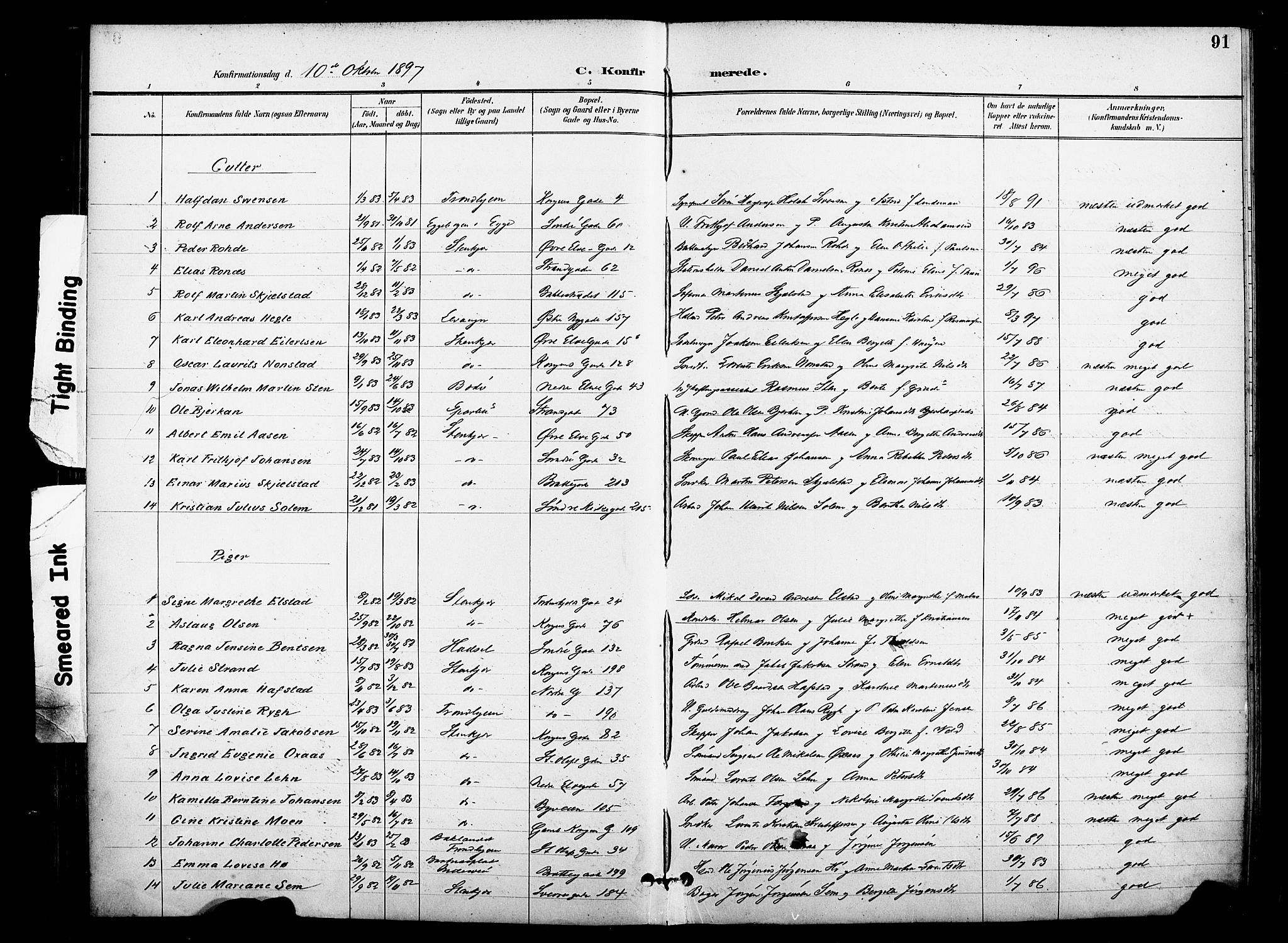 Ministerialprotokoller, klokkerbøker og fødselsregistre - Nord-Trøndelag, SAT/A-1458/739/L0372: Parish register (official) no. 739A04, 1895-1903, p. 91