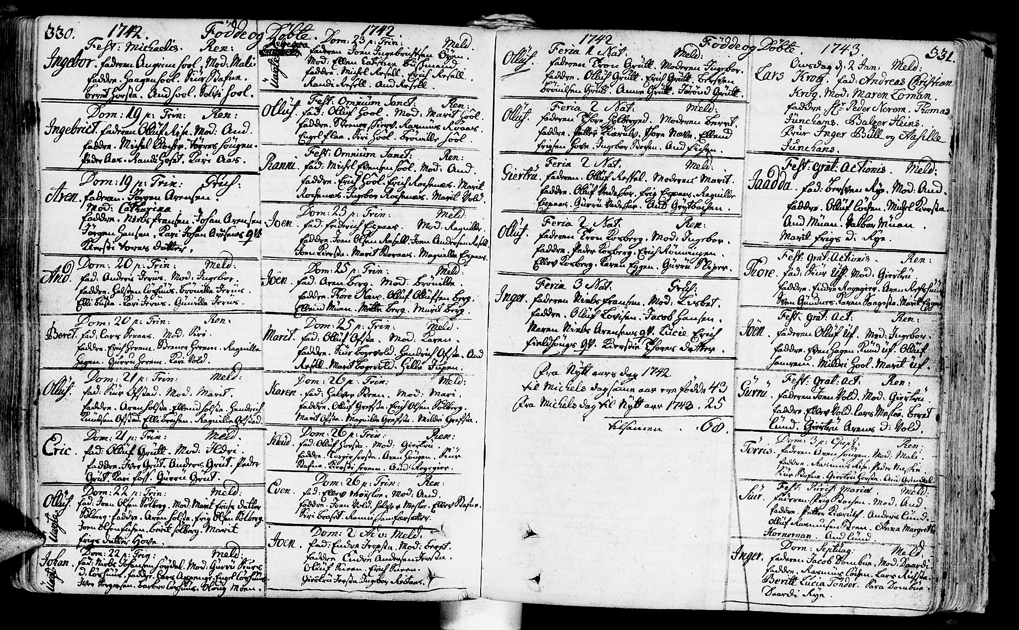 Ministerialprotokoller, klokkerbøker og fødselsregistre - Sør-Trøndelag, SAT/A-1456/672/L0850: Parish register (official) no. 672A03, 1725-1751, p. 330-331