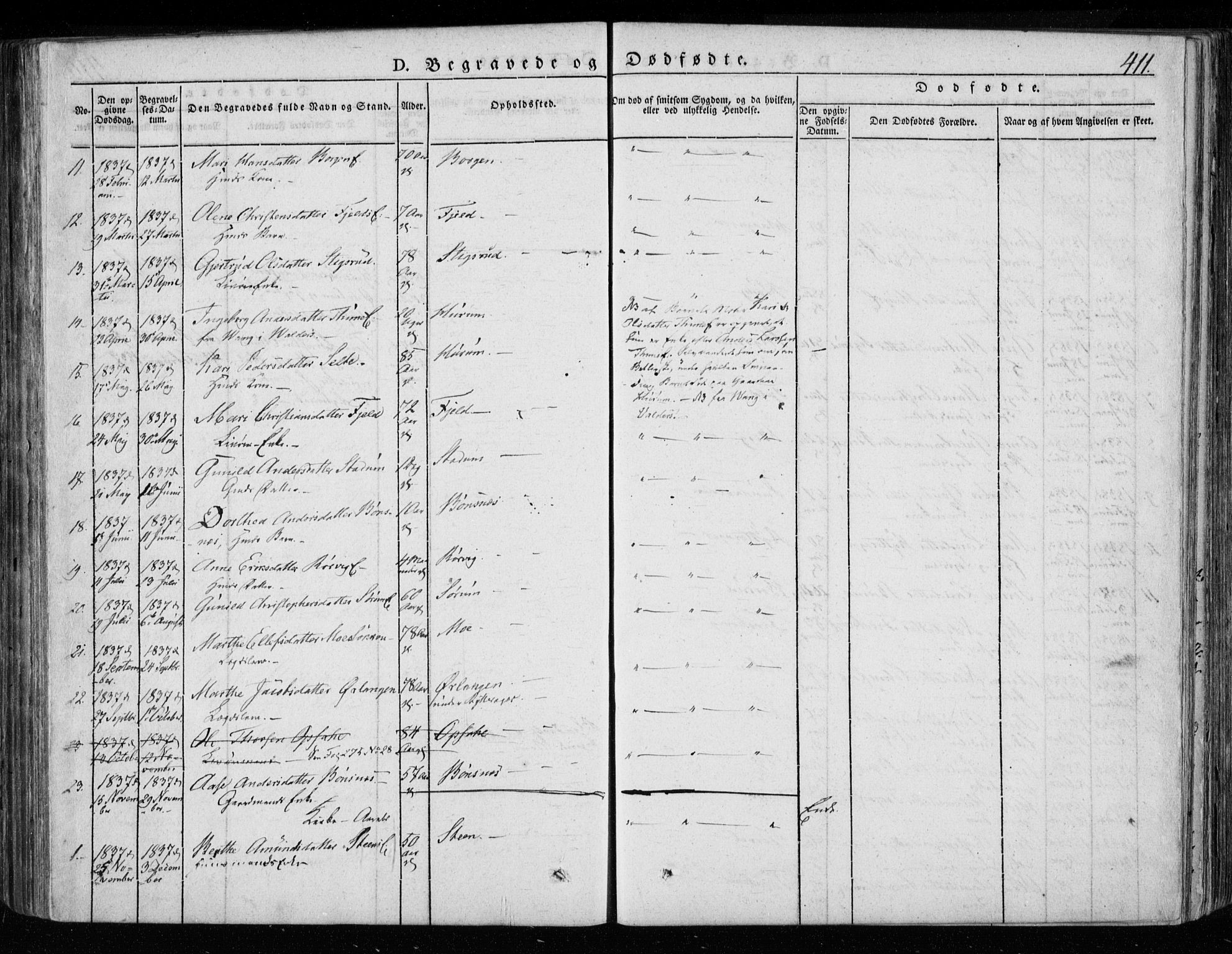 Hole kirkebøker, SAKO/A-228/F/Fa/L0005: Parish register (official) no. I 5, 1833-1851, p. 411